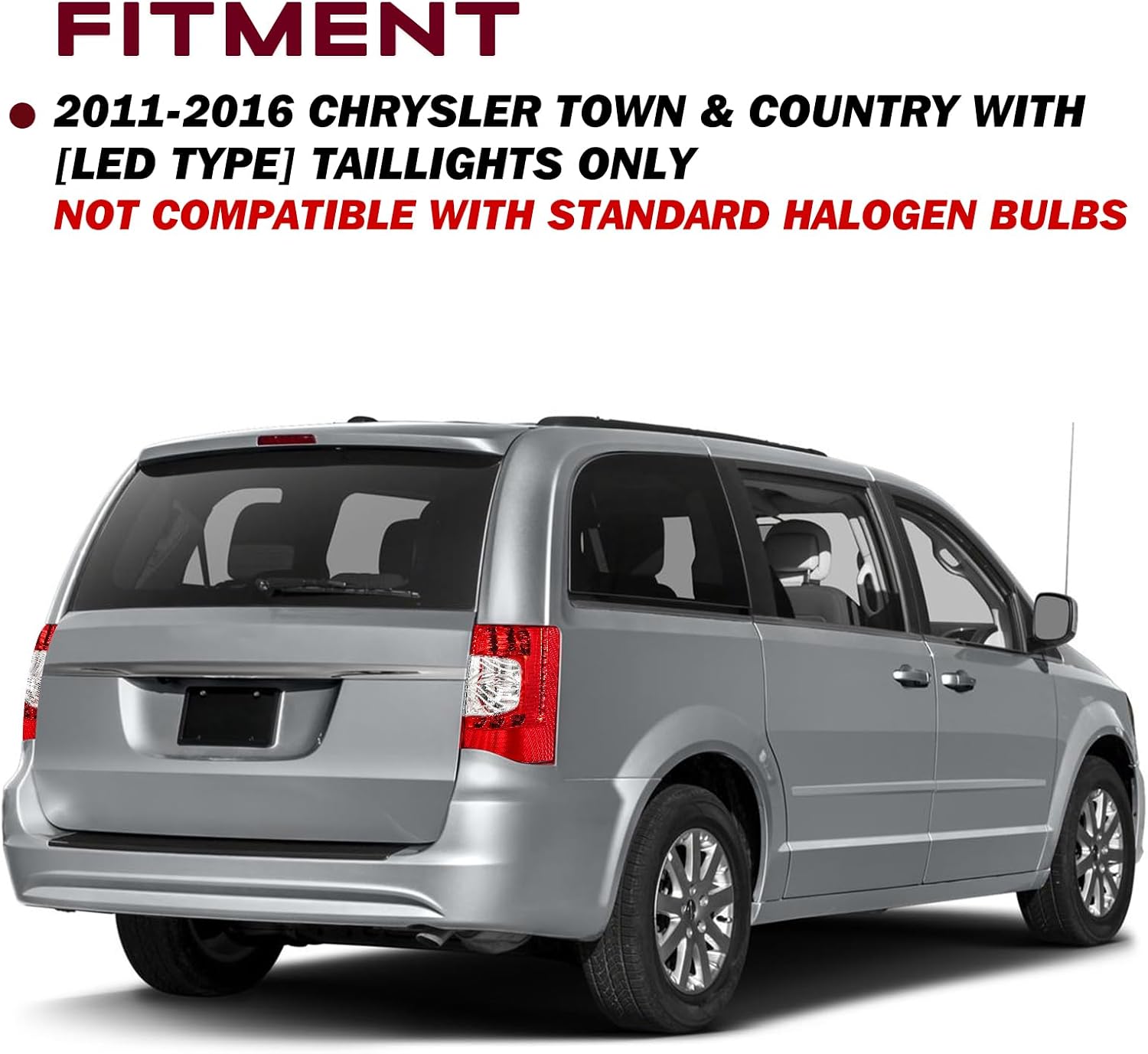 JSBOYAT Fits for 2011 2012 2013 2014 2015 2016 Chrysler Town and Country Tail lights Assembly [LED Type] Brake Rear Taillights RH Right/Passenger Side