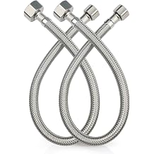 Midanya 16" Sink Hose, 1/2" FIP x 3/8" COMP Faucet Supply Lines,2 Pcs | cUPC Stainless Steel Braided,SUS304,for Bathroom,Kitchen,RV,Farmhouse,Easy Install,1 Pair Faucet Hose