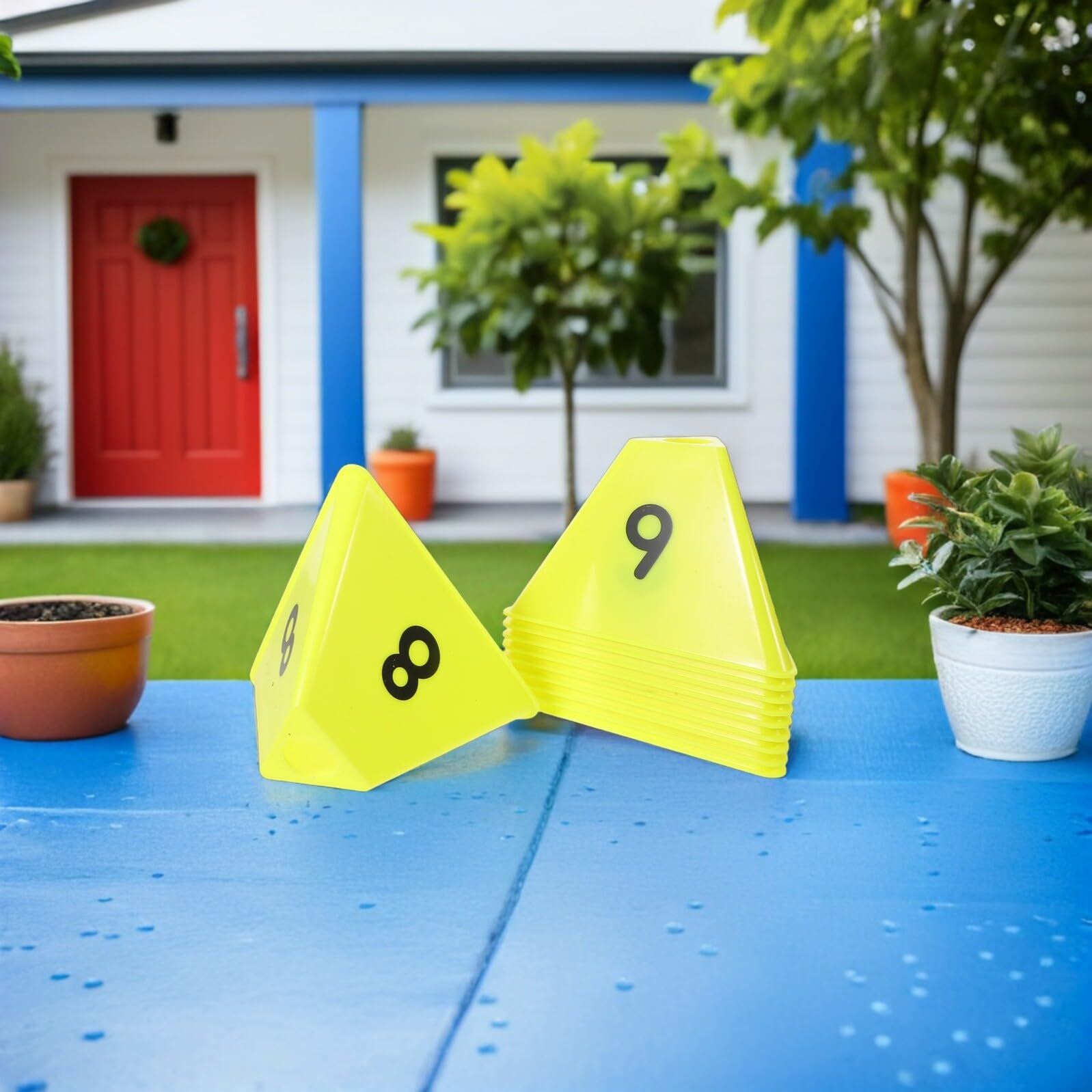 Coni per Allenamento Sportivo 10 Pezzi Numerati Giallo Fluorescente Coni da Gioco per Calcio e Basket Marcatori per Campi Sportivi Resistenti alle Intemperie per Allenamento