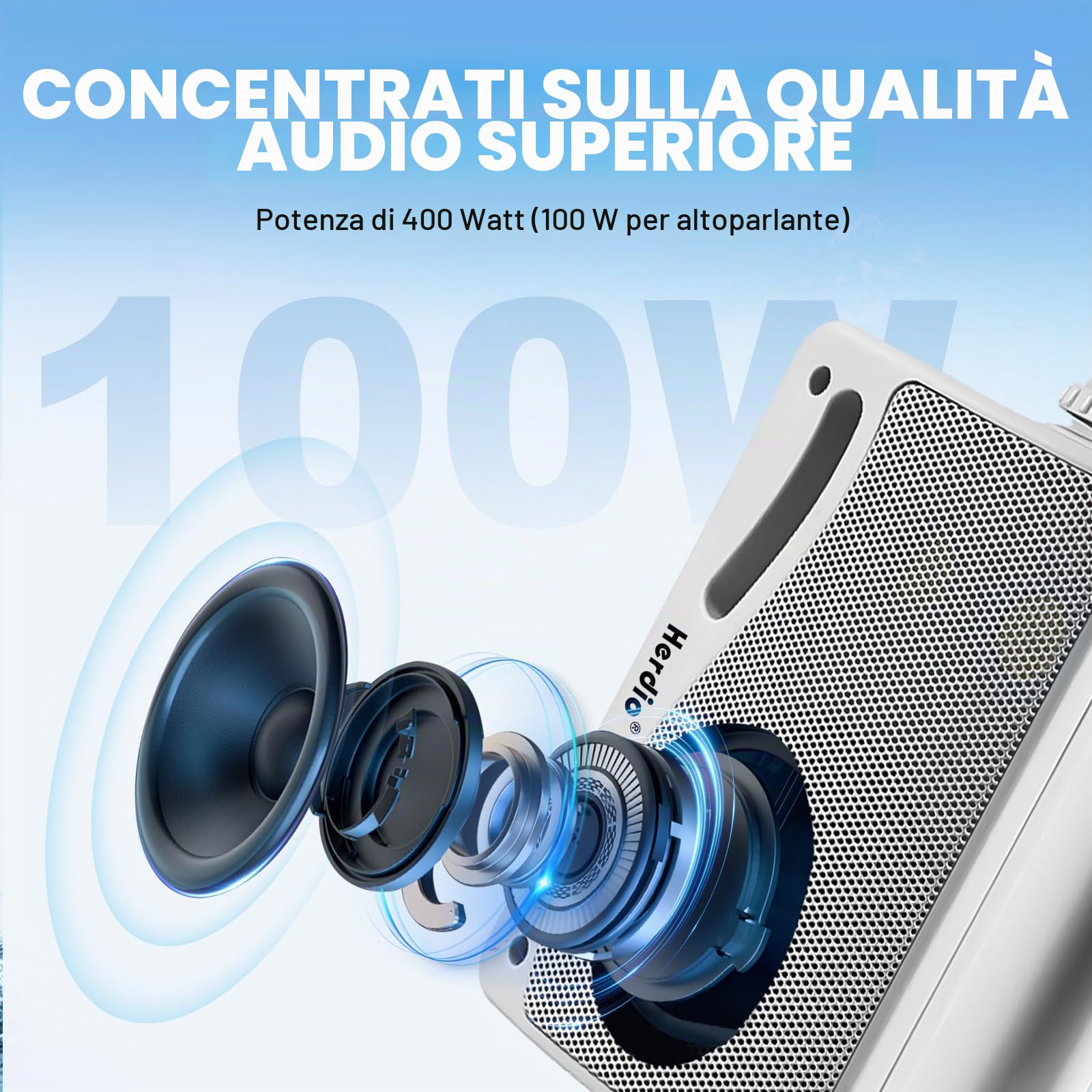 Herdio Diffusori passivi esterni cablati da 3,5 pollici impermeabili 400W a parete, suono eccellente resistente a ogni clima, per casa, giardino, barca, garage e interni, confezione 4 pezzi bianco