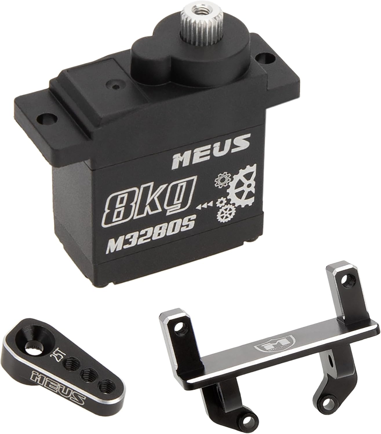 MEUS Racing Cored TRX4M Steering Servo with Lay Down Servo Mount and Servo Horn for TRX4M 1/18 RC Crawler Upgrades Parts, NOT for Stock Frame(M3280S)
