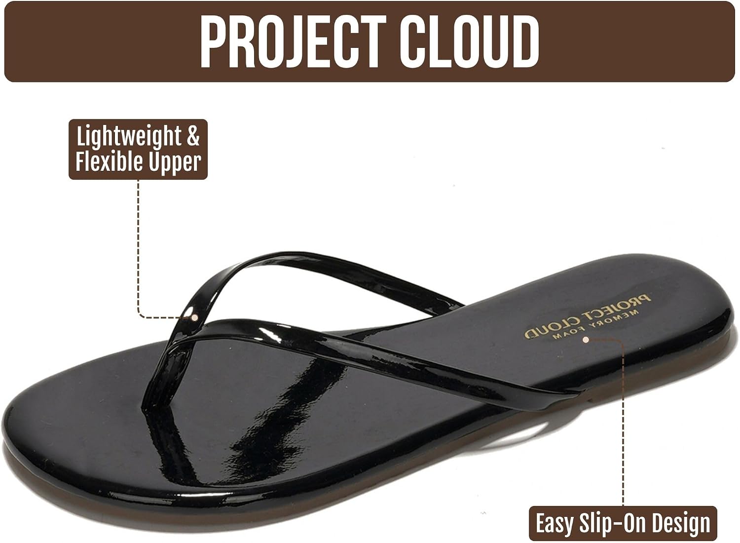  Flip Flops for Women Memory Foam Flats Sandals (Foundations) | Lightweight; Memory Foam Insole; Durable Non-Slip Sole; Beach Essentials; Womens Flat Sandals for Everyday Comfort Daily Wear thumbnail