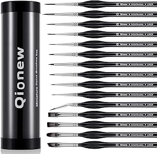Qionew Micro Detail Paint Brush Set, 15pcs Miniature Painting Brushes for Fine Detailing & Art Painting -Craft Models, Roc...
