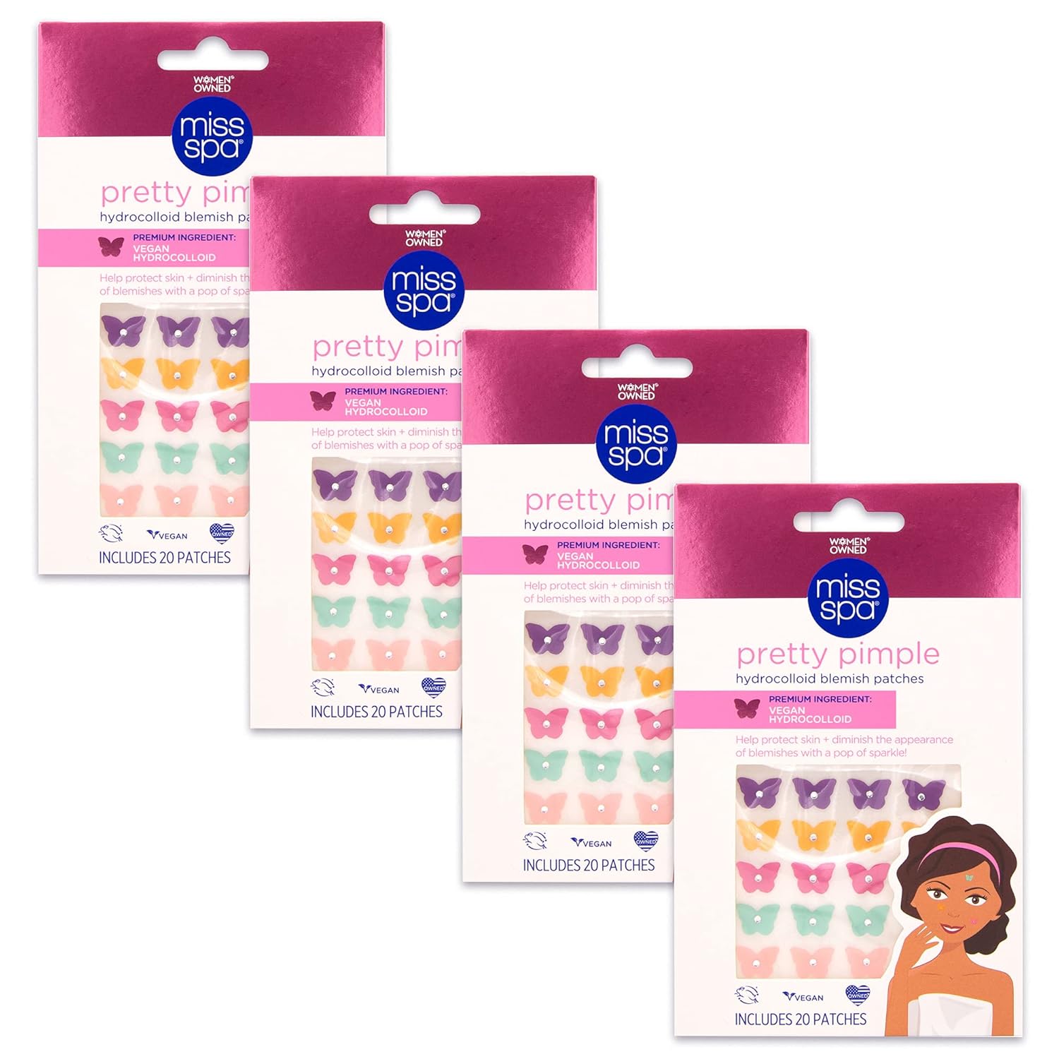 Miss Spa Blemish Patches Hydrocolloid Acne Pimple Patches Colorful Butterfly Vegan Hydrocolloid Absorbing Acne Patches Face Body Pimple