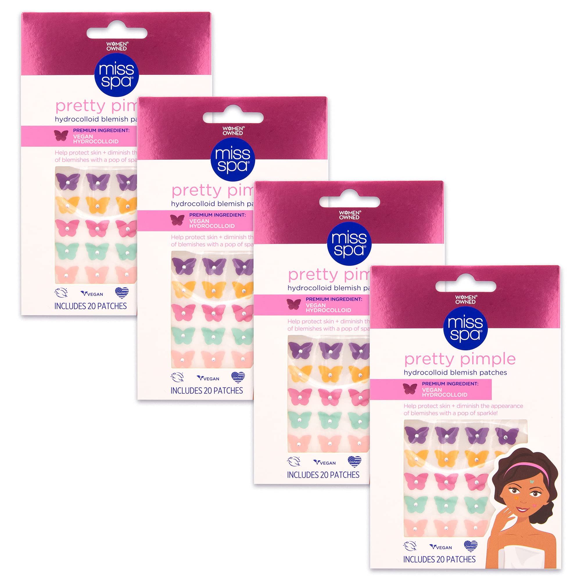 Miss Spa Blemish Patches Hydrocolloid Acne Pimple Patches Colorful Butterfly Vegan Hydrocolloid Absorbing Acne Patches Face Body Pimple