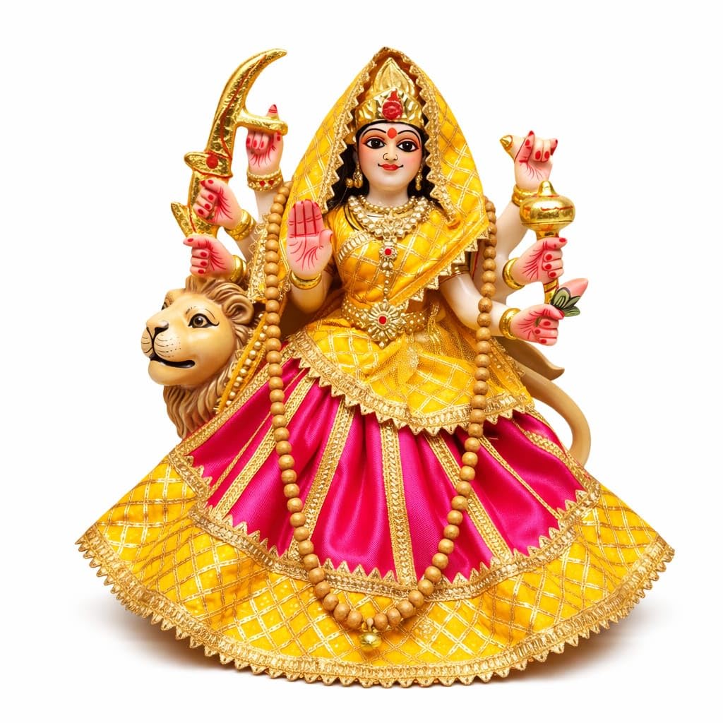 “MATA Rani Poshak for Navratri | Designer MATA Ki Chunri Dress | Fancy Devi Dress for Murti Idol | Maa Durga vastra/Lehenga Patka Devi Maa | Mandir MATA Rani Dress Set ”-image-3