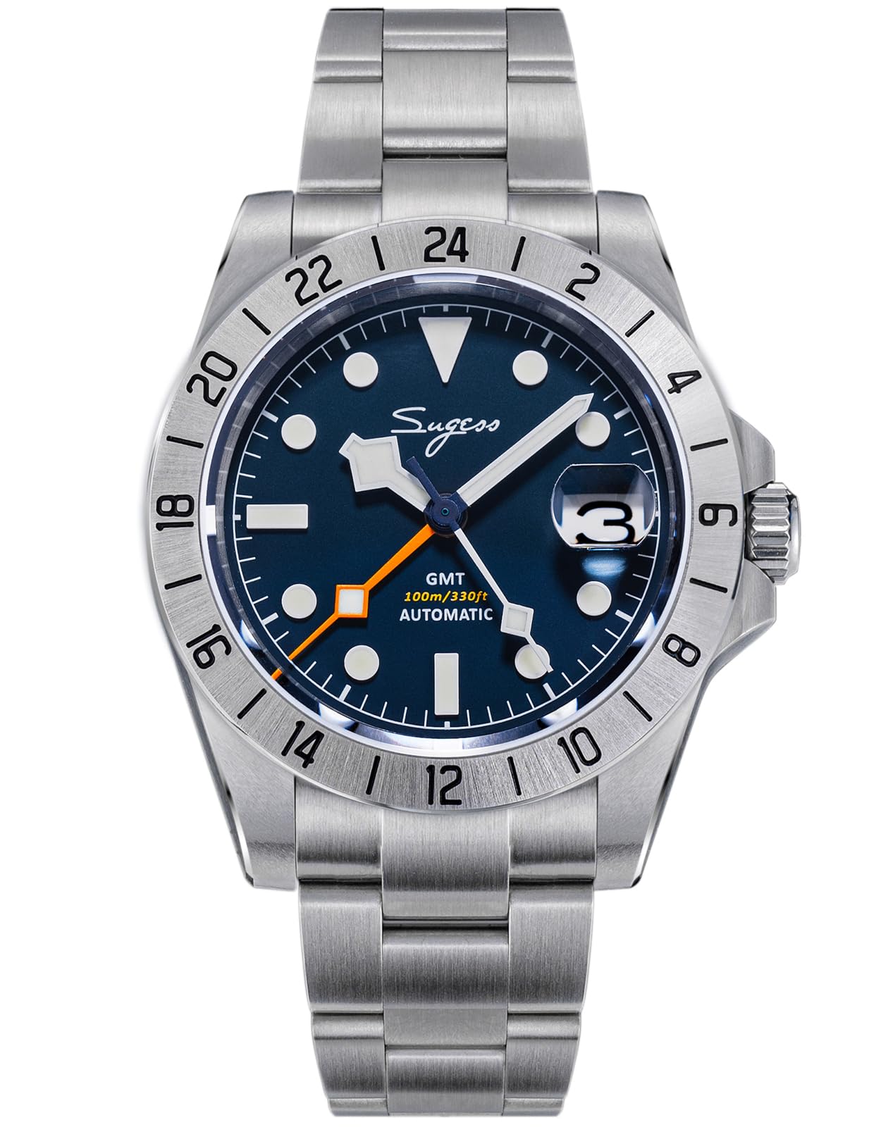 Sugess BB GMT S463.03 - Orologio meccanico da uomo, in vetro zaffiro, 100 m