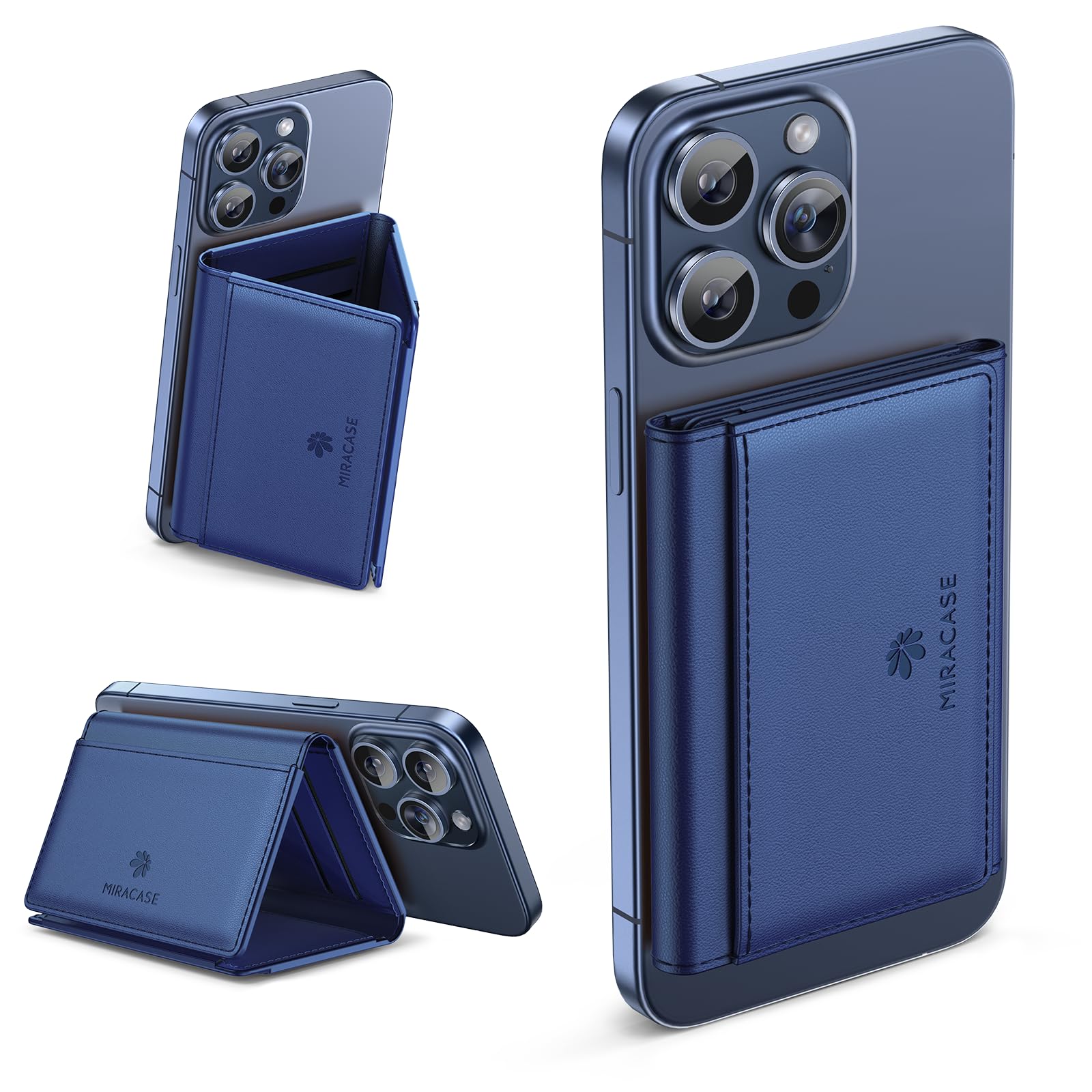 Miracase Magnetic Wallet for Men/Women with Stand, Compatible with MagSafe Wallet, 4+ Cards, 0.5 inch thick, Card Holder for iPhone 17/16/15/14/13/12