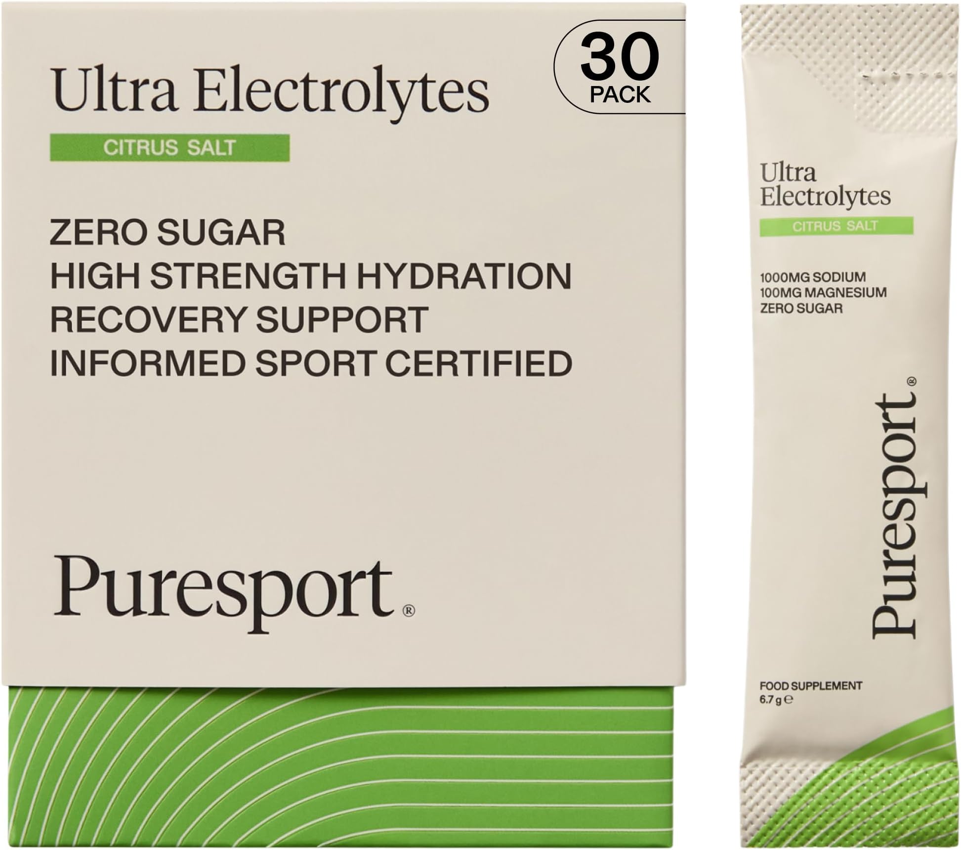 Ultra Electrolytes Hydration Citrus Salt (30 Pack), High Performance Sugar Free Electrolytes Powder, 1000mg Sodium, Optimise Hydration & Support Muscles, Travel-Friendly Format