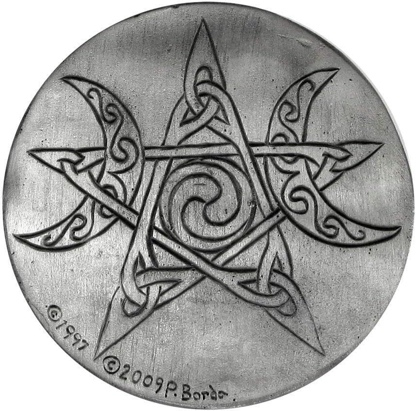 Pewter Moon Pentacle Altar Tile Paten