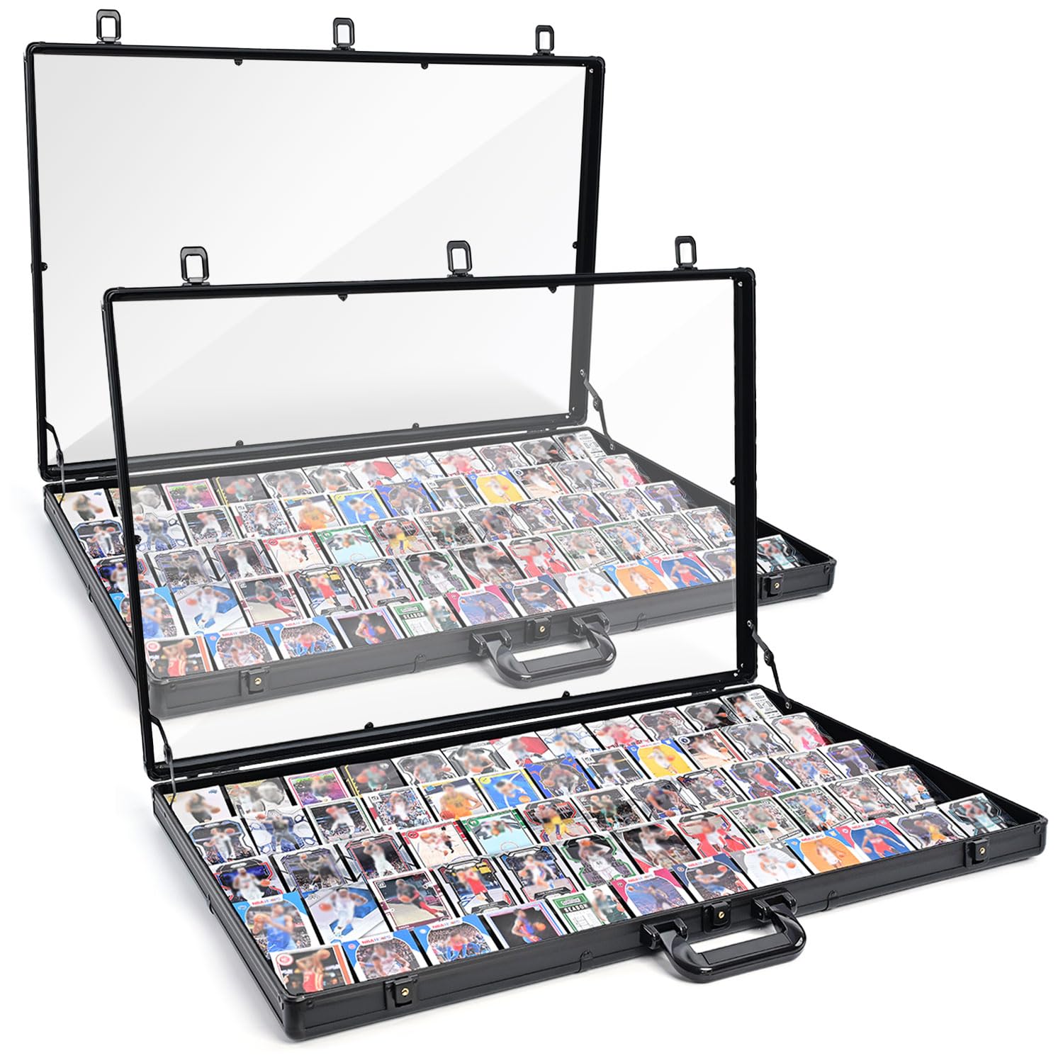Photo 1 of 2 Pcs Trade Show Display Case – 34"x22" Large Aluminum Locking Tabletop Showcase for Trading Cards, Sports Cards, TCG, Jewelry – Lightweight & Portable for Exhibitions, Conventions, and Collectibles