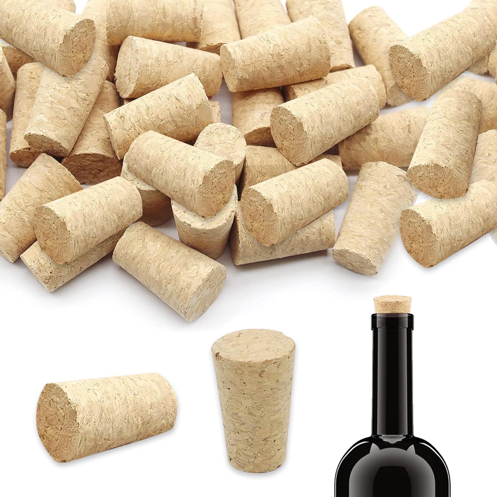 Wine Corks Stopper 40pcs Wine Bottle Corks for Craft Tapered Cork Plugs Wooden Bottle Stoppers for Bottles Beer 22x 17x 35mm