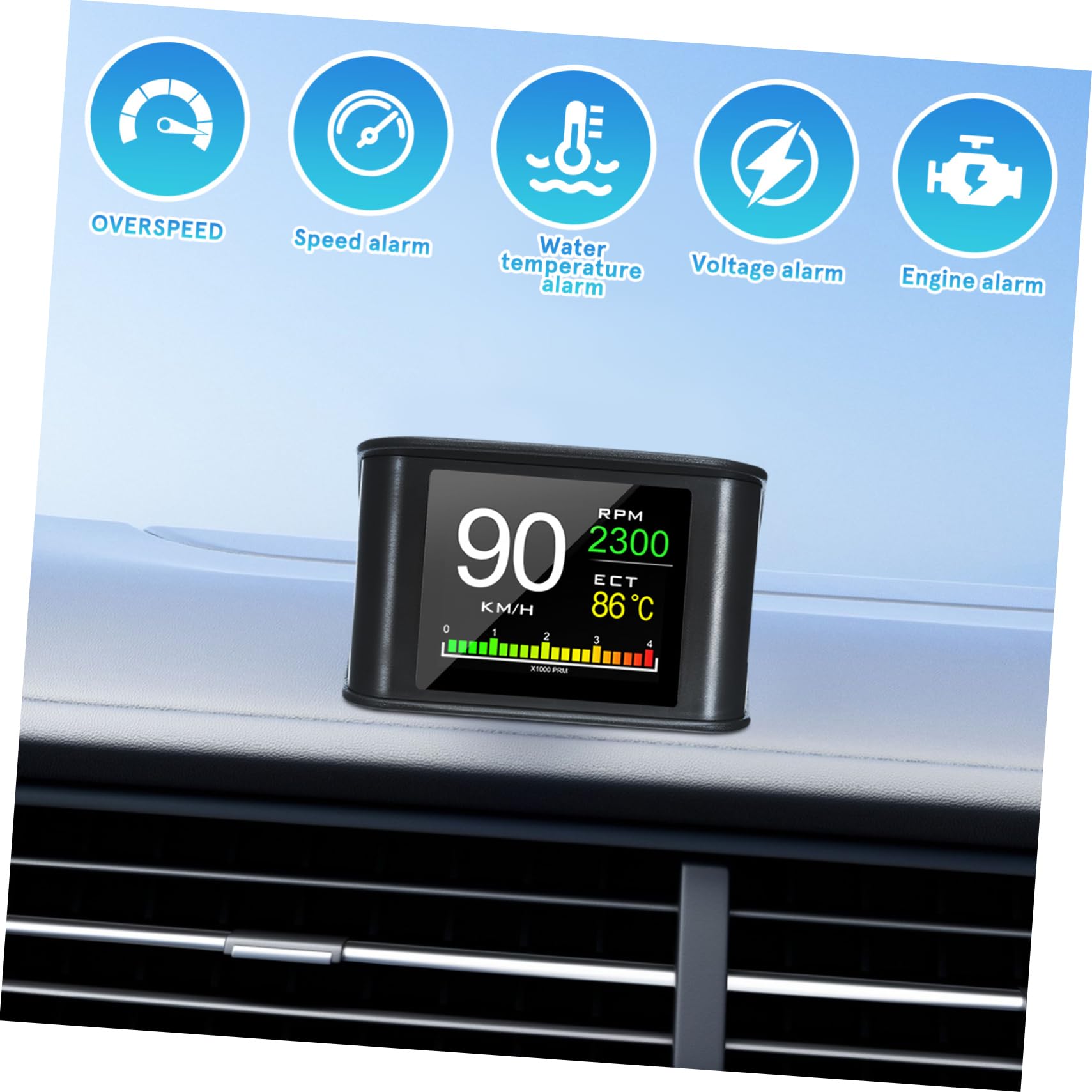 Display Hud per Auto Portatile Modello P in Abs e Pc, Tachimetro | Schermo di Visualizzazione della Velocità Auto, per Guida e Lunghi Viaggi, Set Completo