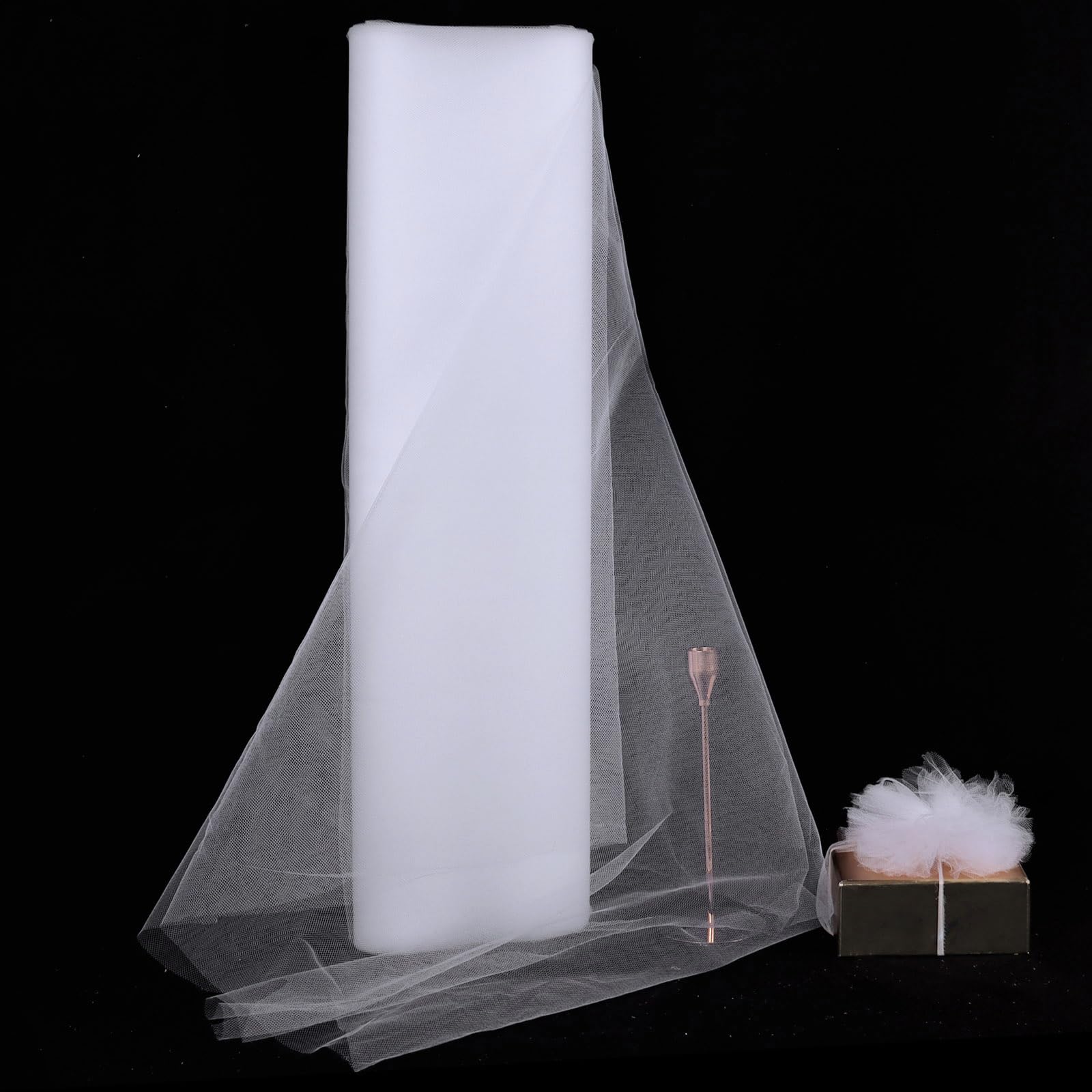 63 inch×10 Yards Tulle Fabric Bolts Spool, Polyester Netting White Tulle Rolls for Birthday Party Backdrop Wedding Decor Baby Shower DIY Sewing Crafts & Gift Wrapping