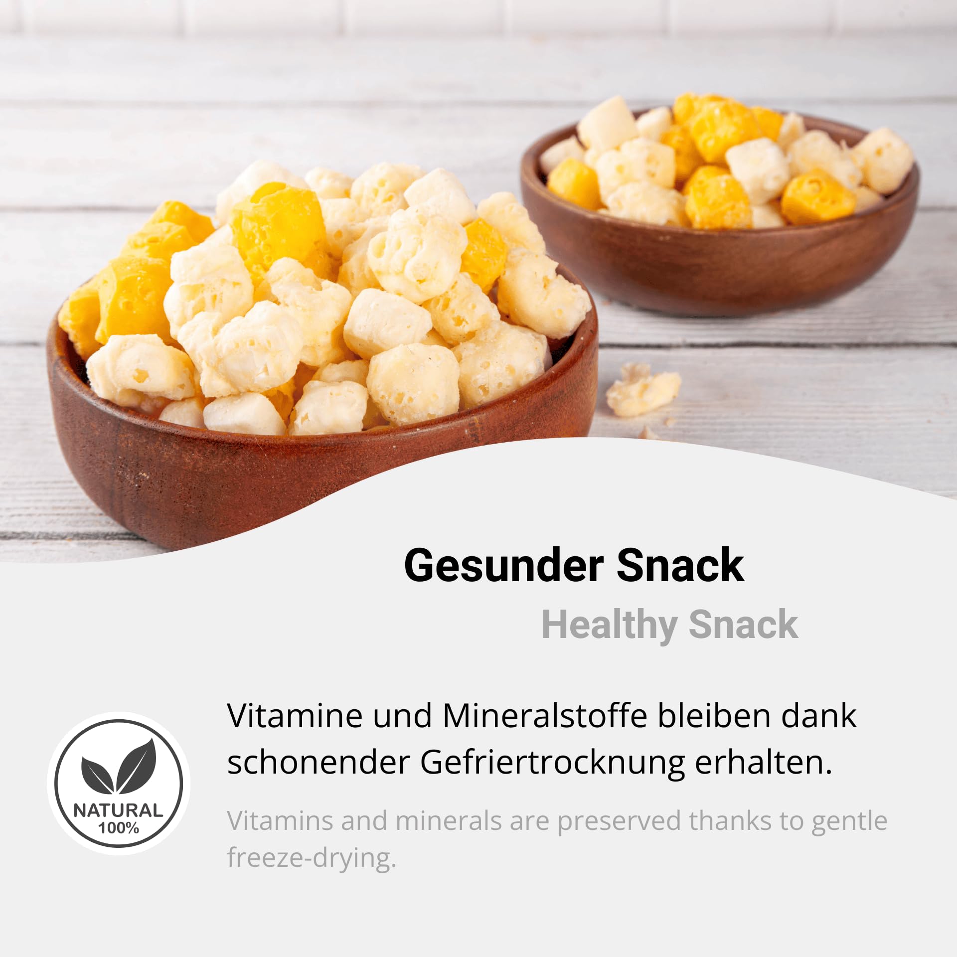 Gefriergetrocknete Ananas Stücke 750g Knuspriger Snack, Ohne Zucker, Vegan