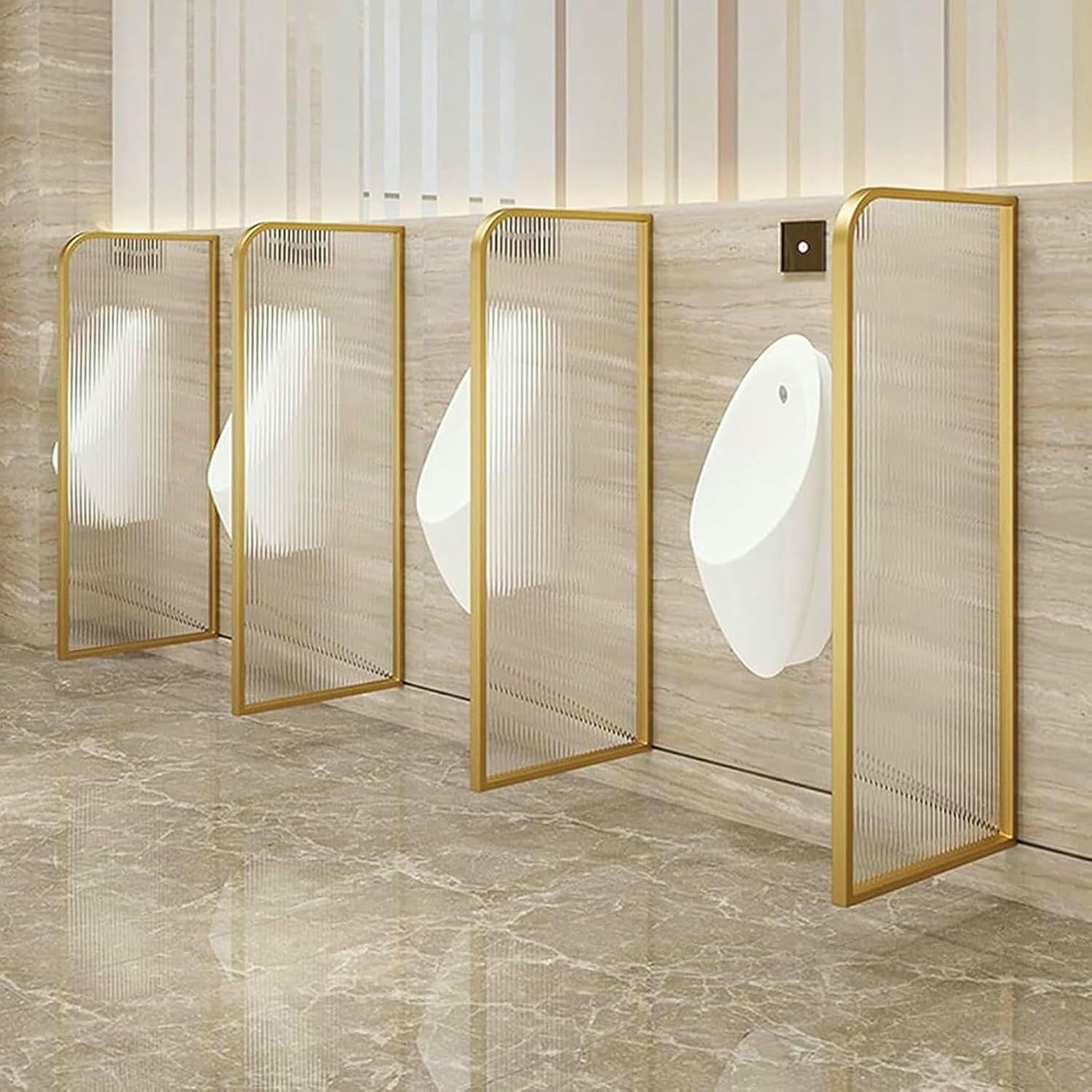 GTHTUHFD Urinal Partition Divider, Wall-Mounted Privacy Screen For Men'S Restrooms, Suitable For Public Spaces And Commercial Bathrooms,Gold-100x40cm