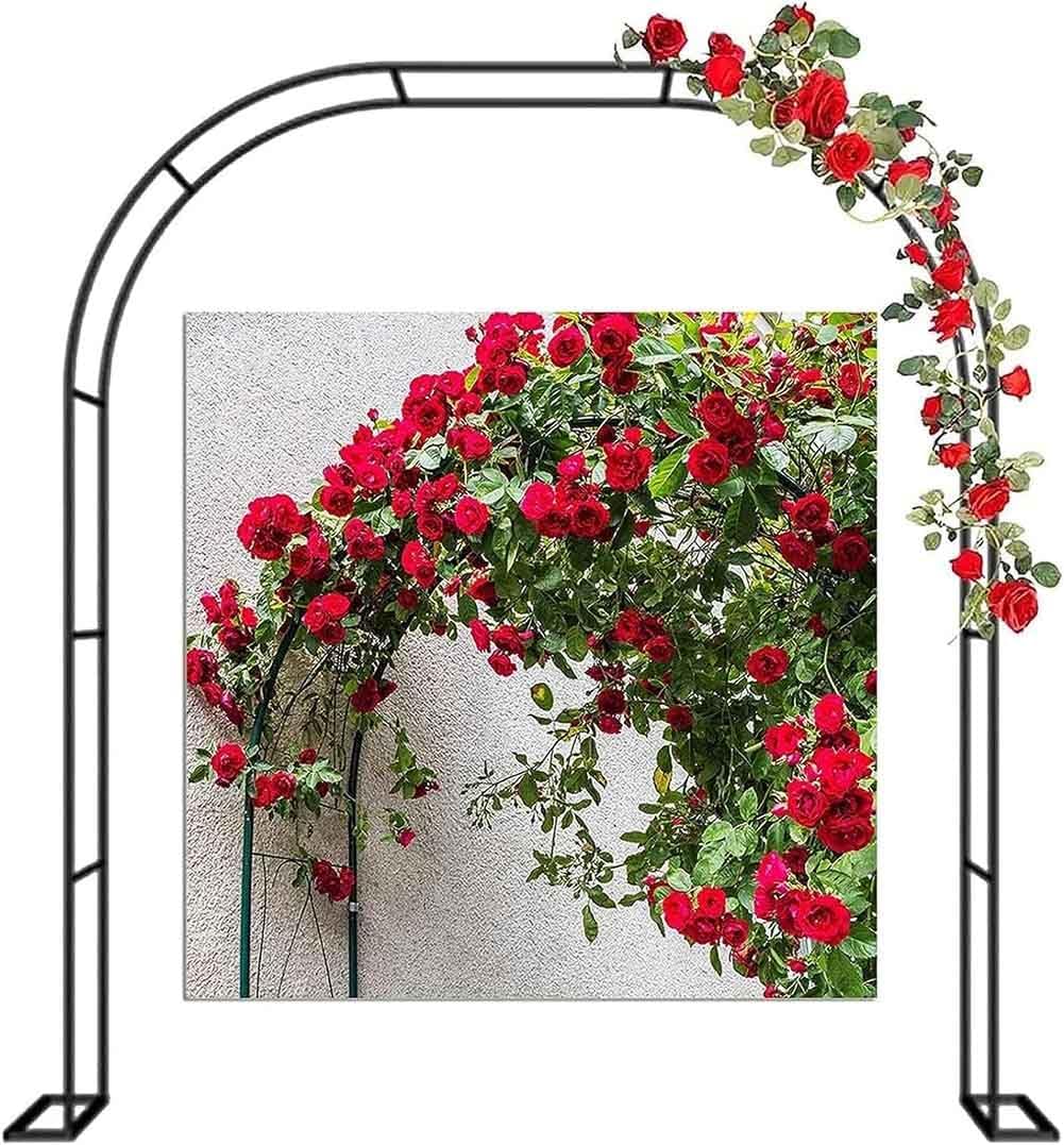 Large Garden Arch, Extra Wide 300/350Cm Garden Arbor Archway, Rose Arch for Roses Climbing Plants Support Wedding Arch Extra Tall Pergola Trellis Grape Vines Archway,Black,W1.4M*H2.3M