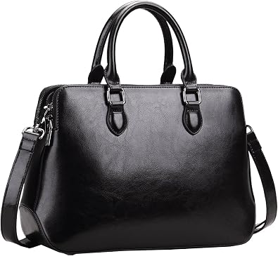 HESHE Genuine Leather Purses and Handbags for Women Tote Shoulder Bags | Top hanlde Adjustable Shoulder Strap Crossbody Large Capcity Multi Zippered Pockets Hobo Structured travel