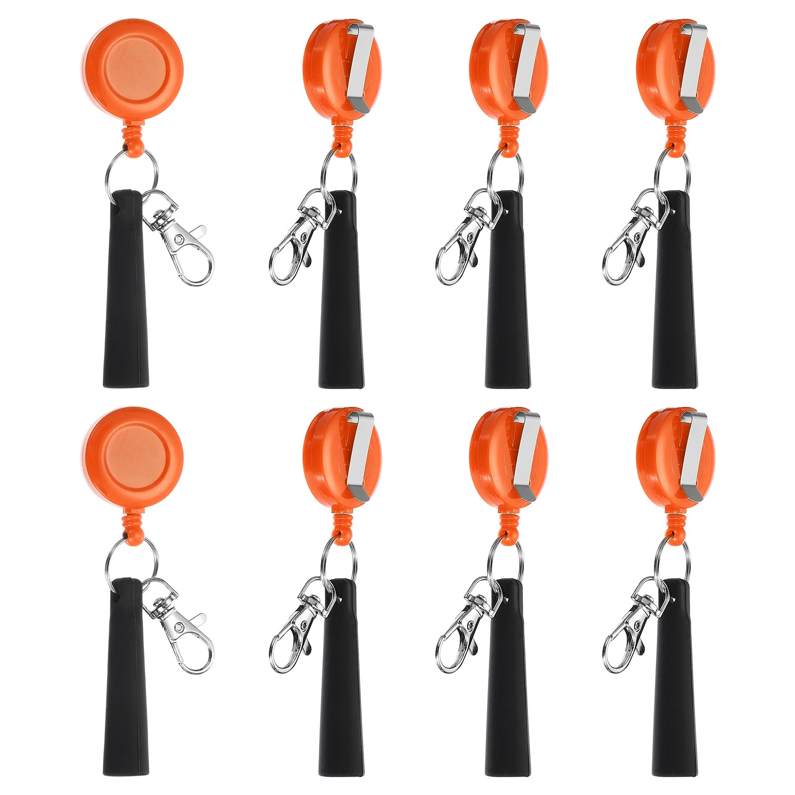 PATIKIL Retractable Pen Holder, 8 Pack Pull Pen Pencil Holder Elastic Silicone Grip Pencil Holder for Woodwork Bricklayer Markers and Carpenter Pencils, Orange