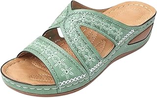 Sandalias de cuña bordadas para mujer, talla grande, suela gruesa, varios colores