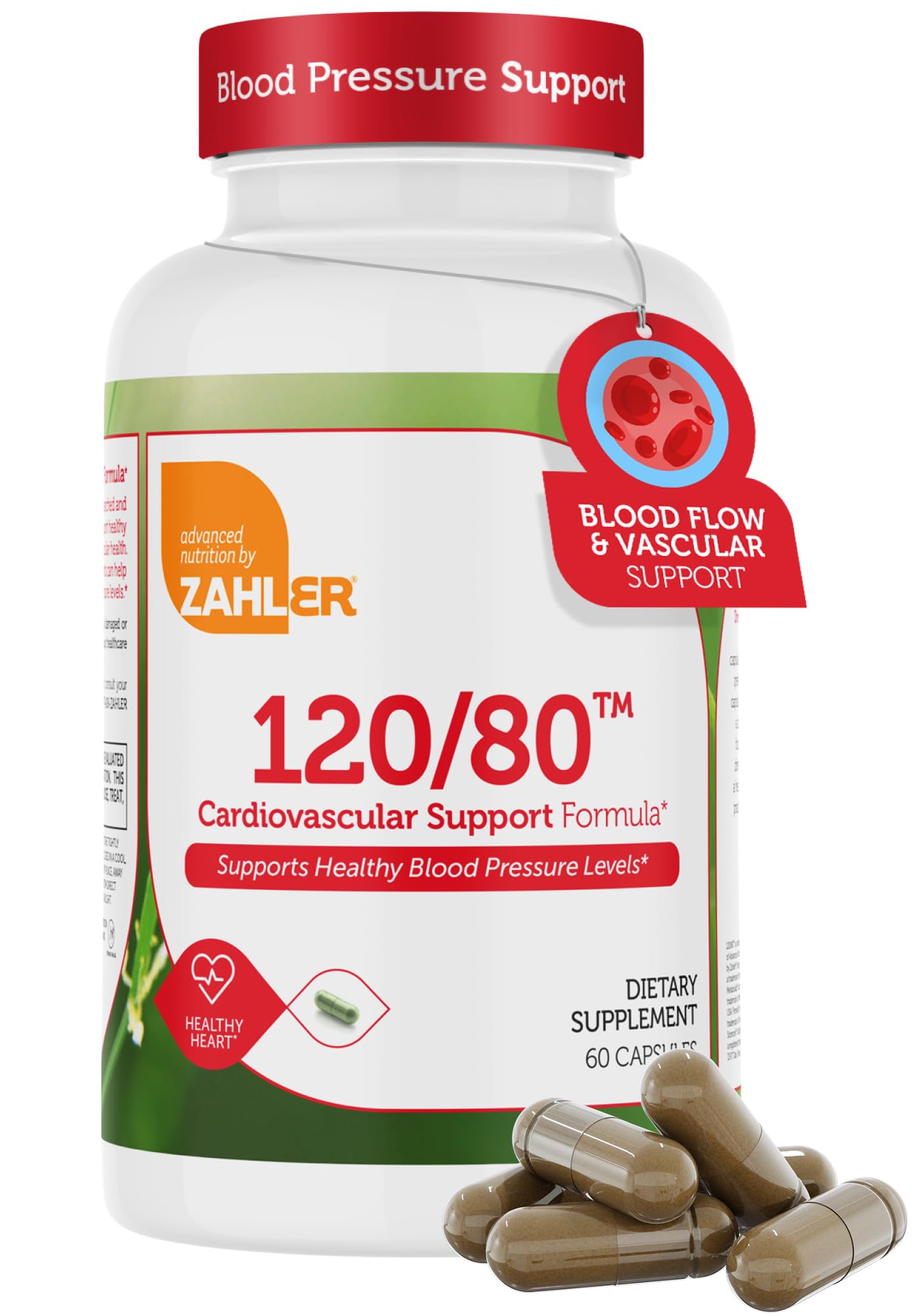 Zahler 120/80 Cardiovascular Support Formula, Supports Healthy Blood Pressure Levels 60 Capsules.