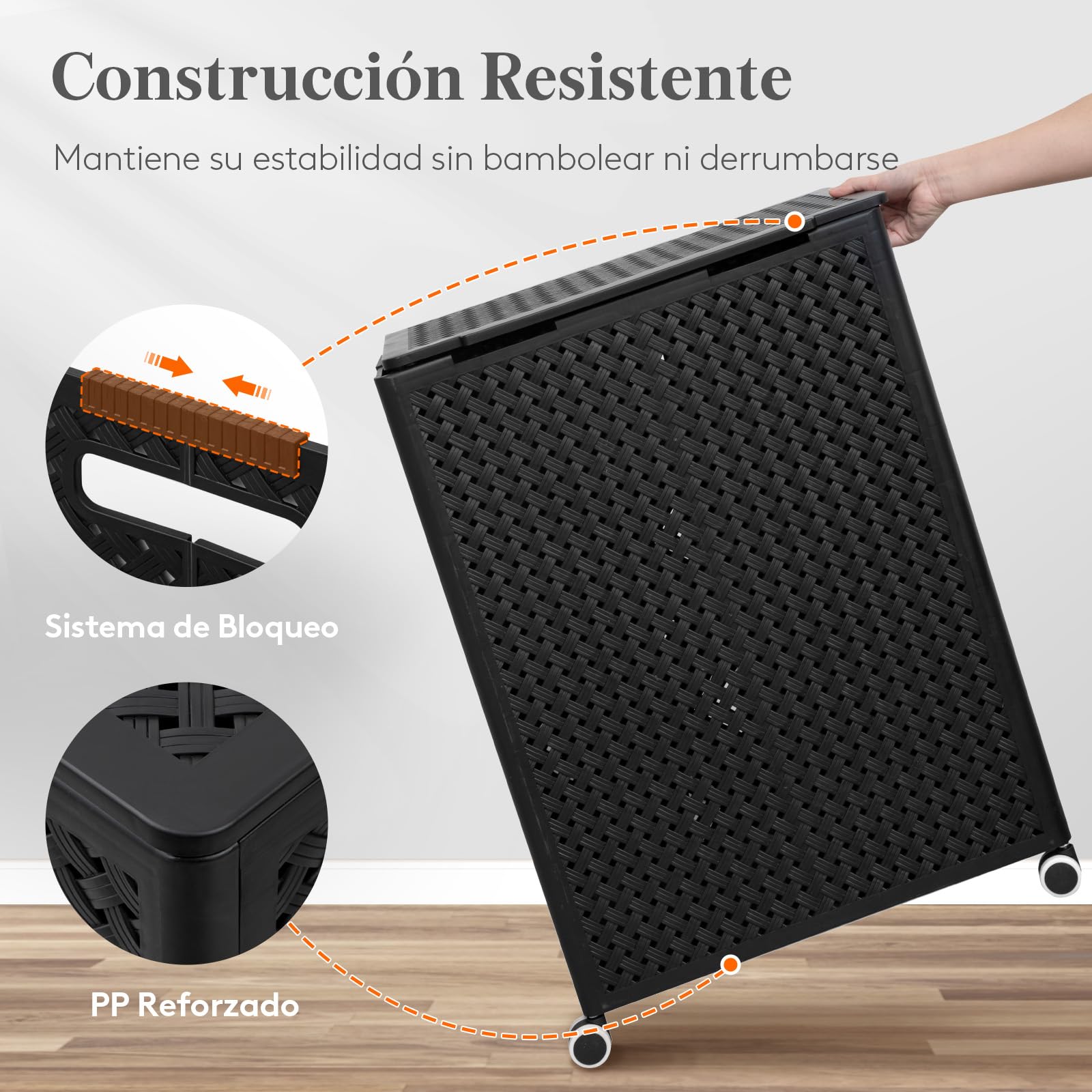 Lifewit Gran Cesto Ropa Sucia de Plástico 2 Compartimentos 110 L, Cesta Plegable con Ruedas y Bolsas Interiores Desmontables, Cubo de Ropa para Dormitorio, Baño, Lavandería, Negro