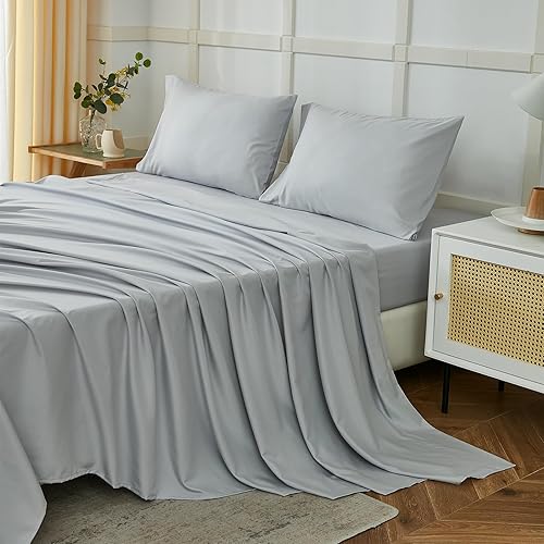 ILAVANDE Juego de sábanas tamaño Queen de 4 piezas, juego de sábanas de microfibra súper suaves de lujo de la serie 1800, sin arrugas y