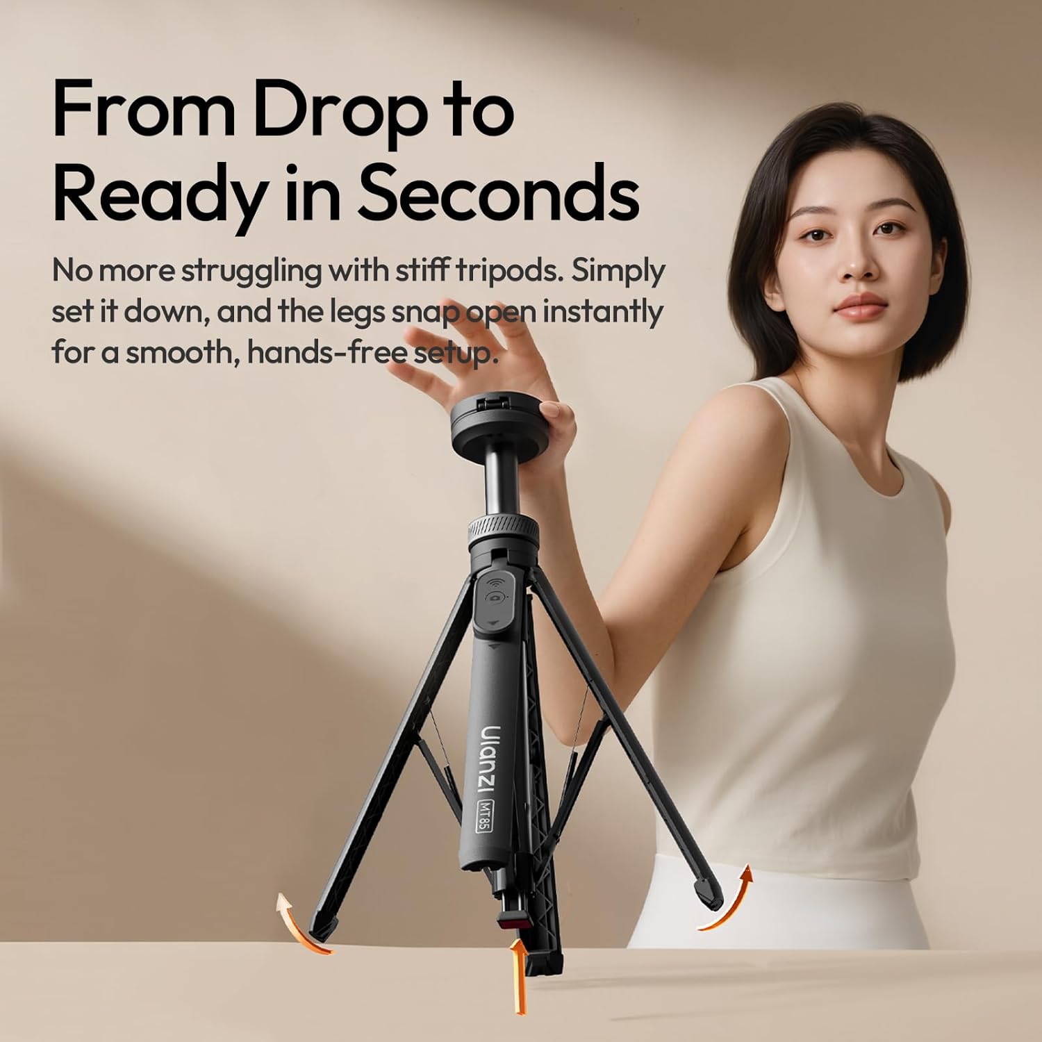 ULANZI MT85 Magnetic Phone Tripod for iPhone – 60" Extendable & Automatic Selfie Stick with Remote, Portable iPhone Tripod Stand for Video Recording, Live Stream, Vlog, Black