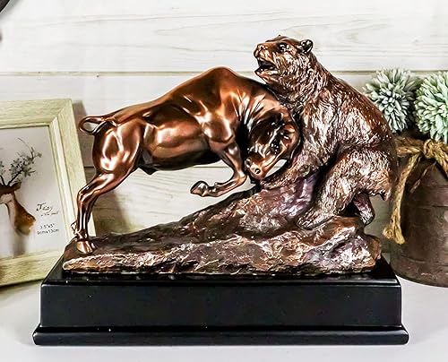 Miniatura 2 de Ebros Gift Wall Street - Estatua de oso de bronce galvanizado con base, ideal para inversores, administradores de dinero, amantes de la naturaleza y