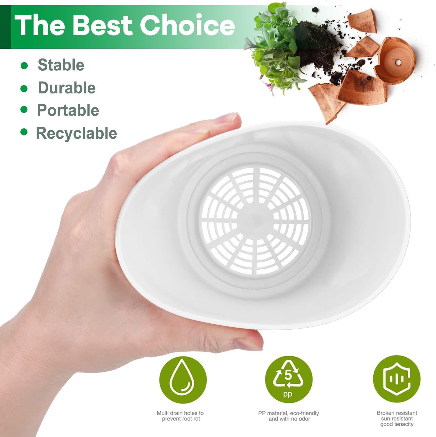 UPMCT 8 Pcs Plastic Planters 4/5.5/6.7 Inch Nursery Pot with Saucers, Flower Pots with Drainage Holes for All House Plants Decorative Plants Containers for Indoor Outdoor ( 6.7 inch, White ) : Patio, Lawn & Garden