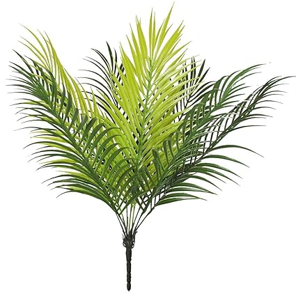 Home Bloom Artificial Tropical Palm Leaf Bushes Faux Green Fronds Plant in Plastic Areca Palm Plant 9 Leaves Palm Tree 50 cm Tall for Tropical Greenery Accent Floral Arrangement Home Wedding Decor