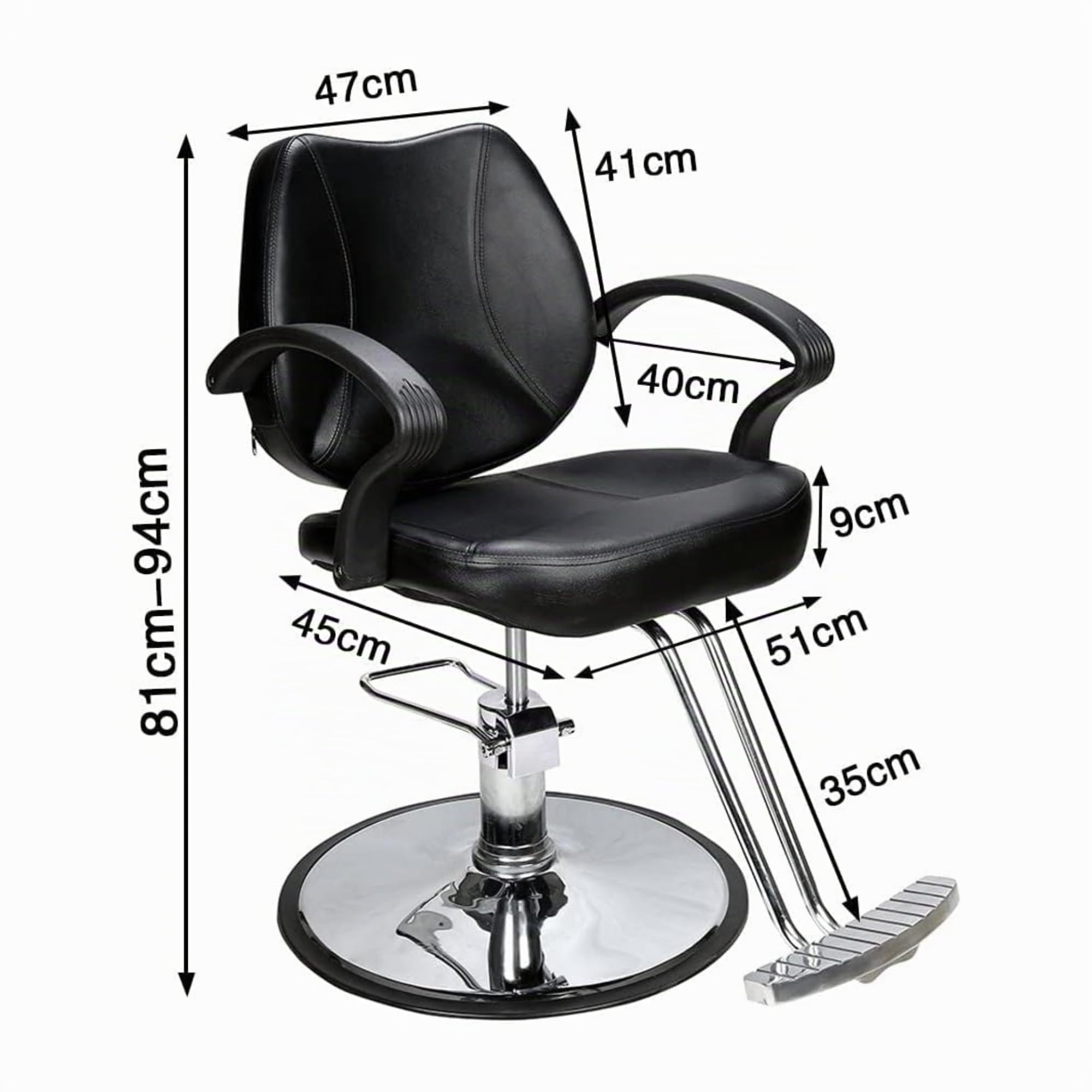 Barberpub 2057BK - Sedia parrucchiera, altezza regolabile, idraulica, similpelle nera