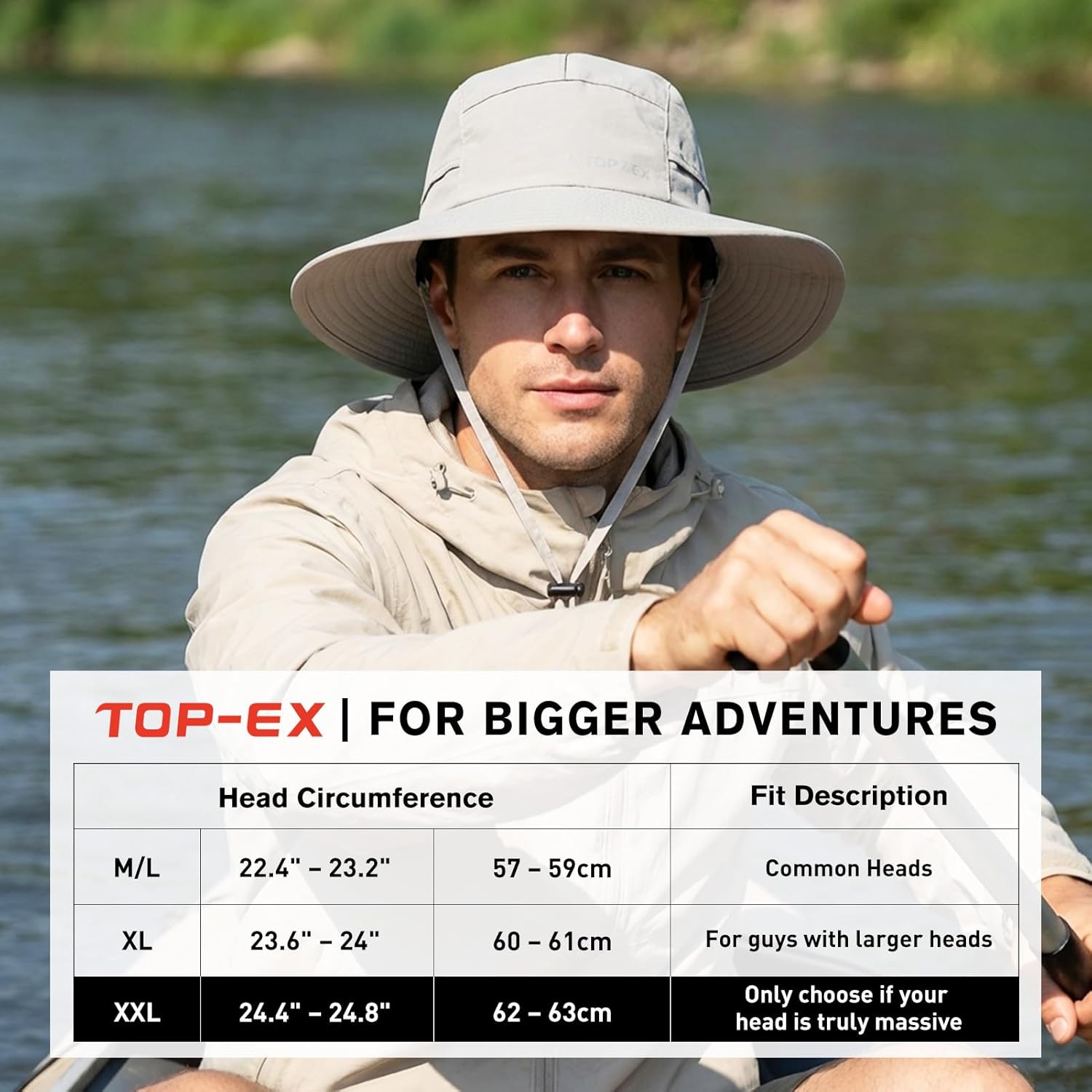 TOP-EX XL/XXL Waterproof Mens Sun Hat Wide Brim UPF 50+ Bucket Hat for Women Sun Protection Outdoor Hiking - Image 5