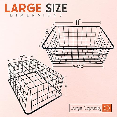 Miniatura 7 de Vlish 6 cestas de alambre gris, paquete de 6, manualidades de decoración de almacenamiento, juego de cestas organizadoras de cocina, ideal para el