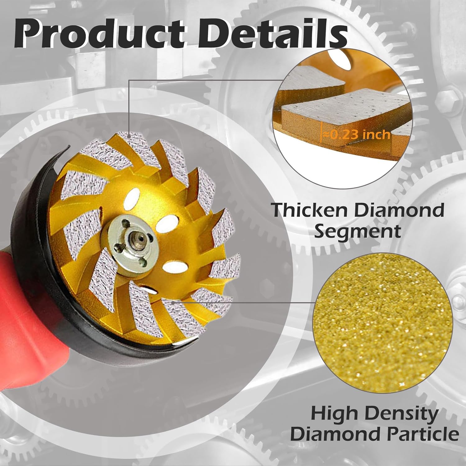 4 1/2 Inch Diamond Concrete Grinding Wheel, Turbo Segment Angle Grinder Wheel for Concrete, Stone, and Masonry, Heavy-Duty 4.5” Diamond Cup Wheel for Fast Grinding & Smoothing