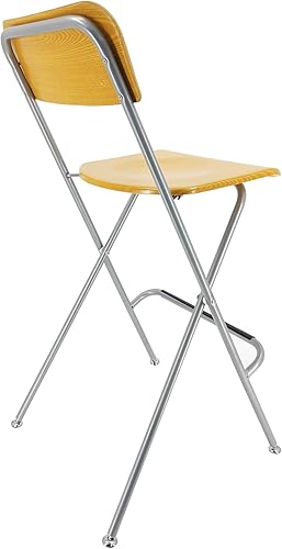 Miniatura 5 de FixtureDisplays Silla alta plegable Taburete de bar Silla plegable de metal de madera Dos paquetes 11036-NF