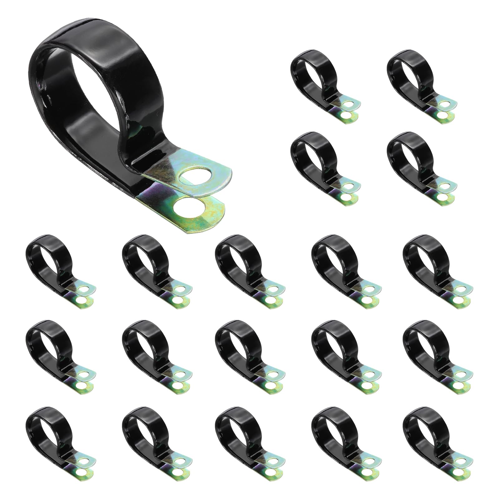 PATIKIL Morsetti per cavi rivestiti in vinile, 3,5 cm, confezione da 50 clip per cavi in acciaio zincato, con cuscinetto in gomma, isolanti, per la gestione dei cavi, nero