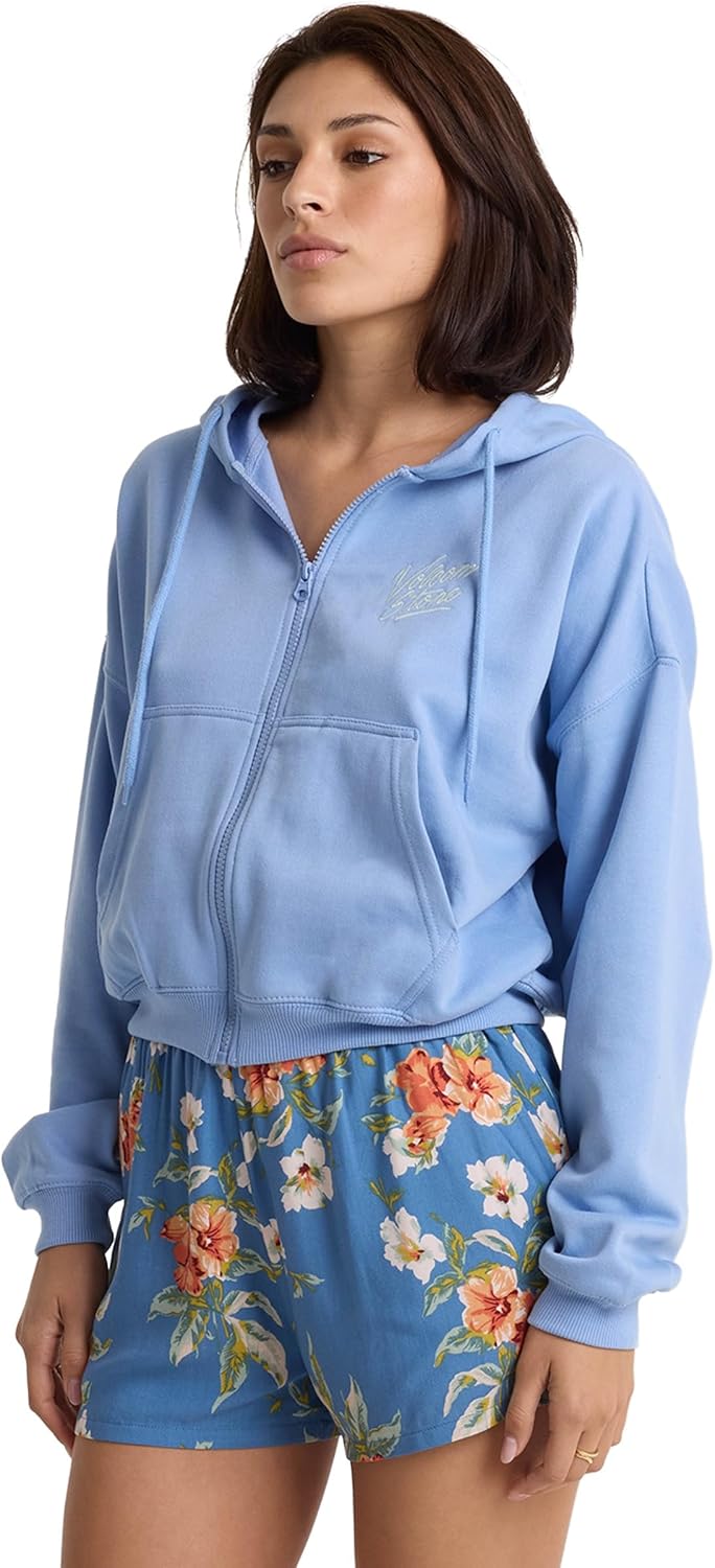 Volcom womens Get Up Full Zip Hoodie – Recycled Fleece Sweatshirt With Kangaroo Pocket - Image 2