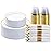 BESTVIP 175PCS Gold Plastic Dinnerware Set, Disposable Party Plates for 25 Guests, Include: 50 Plastic Plates, 25 Pre Rolled Napkins with Gold Silverware, 25 Cups for Christmas, Halloween