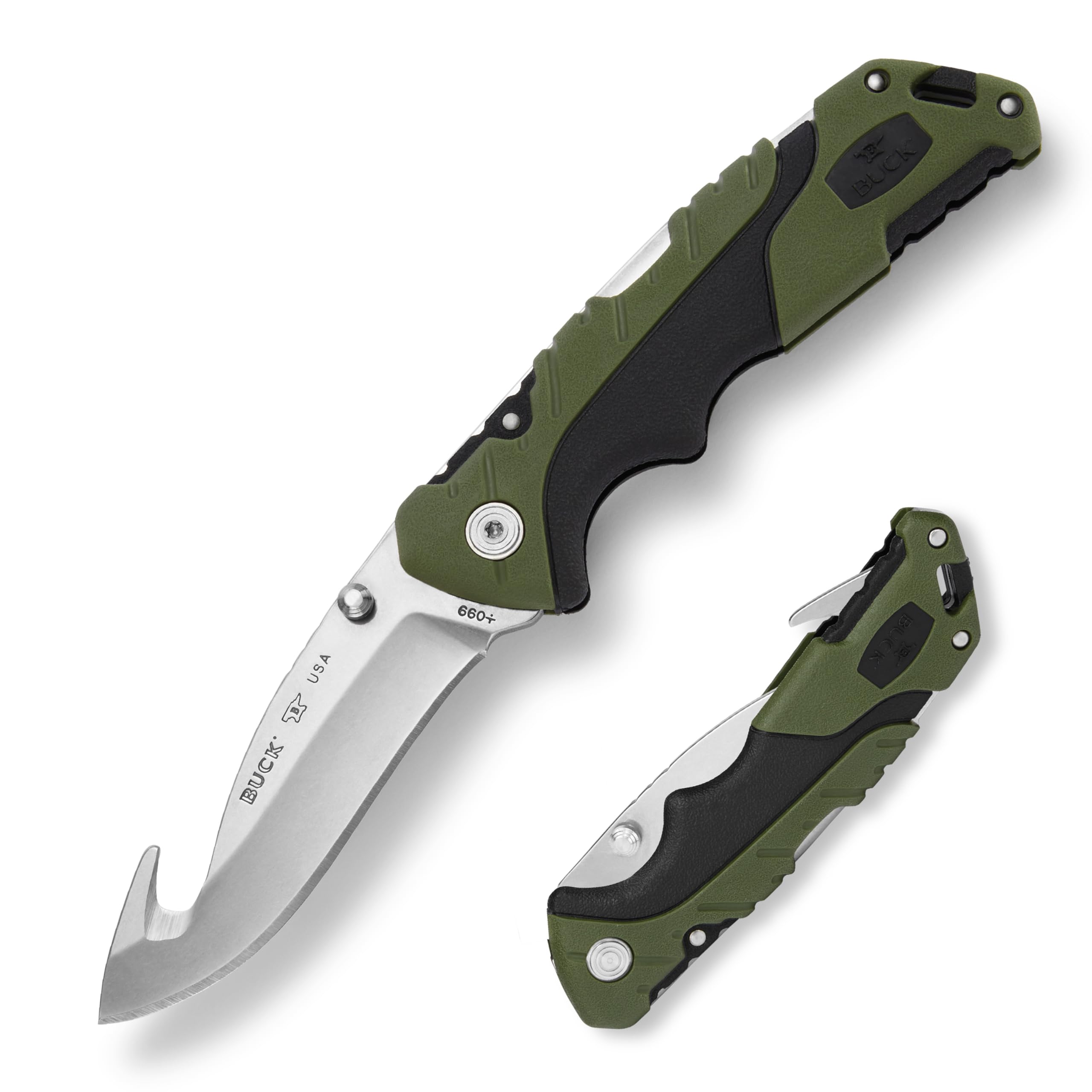 Buck Knives 660 Folding Pursuit Large Folding Hunting Knife with Guthook, 3-5/8" 420HC Steel Blade