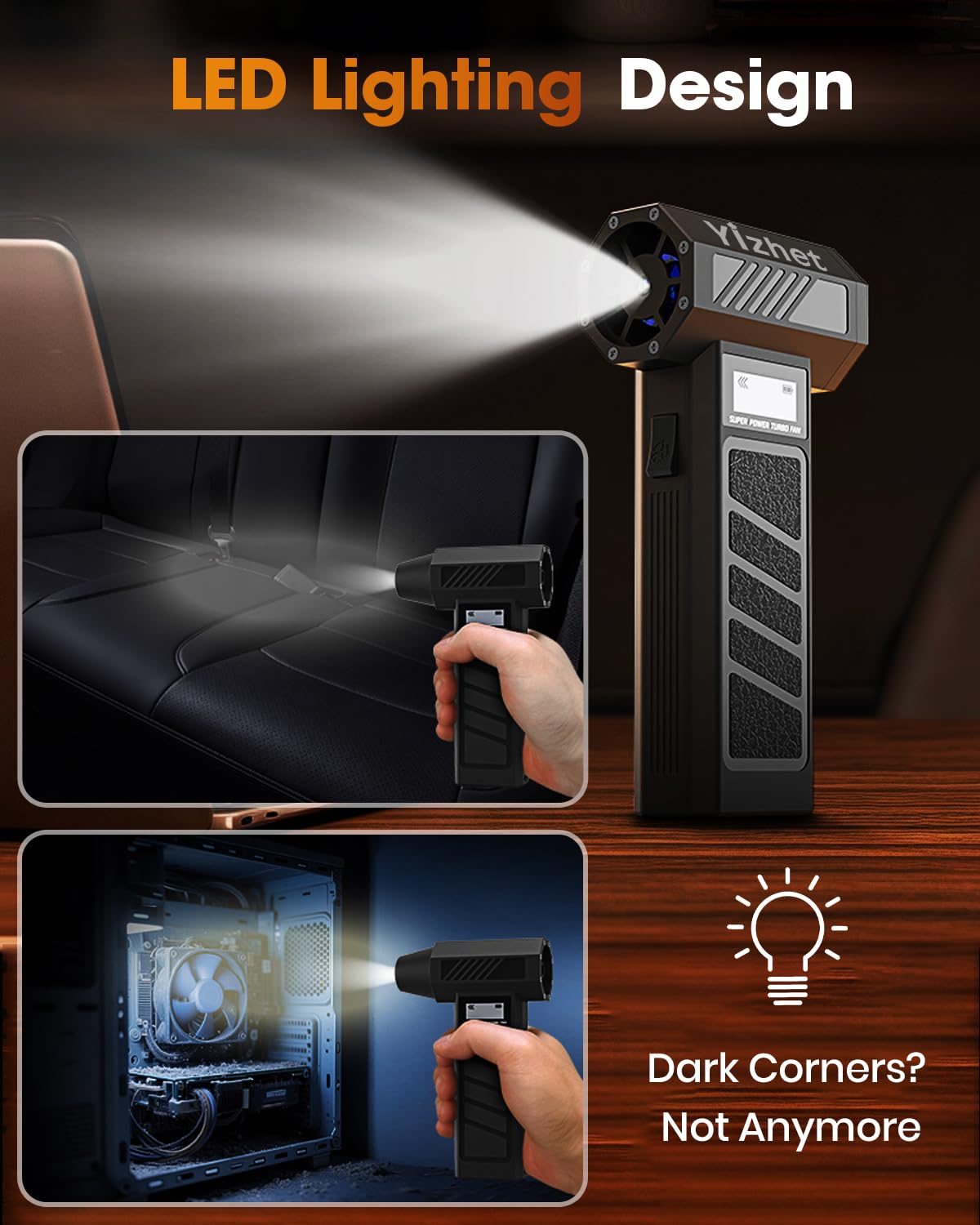 Yizhet Elektrische Luchtblazer met LED-scherm, 130000 RPM, 3 1 Snelheden, Draadloze Krachtige Mini Luchtblazer voor PC, Toetsenbord, Auto, Bureau, Huis Yizhet Elektrische Luchtblazer met LED-scherm, 130000 RPM, 3 1 Snelheden, Draadloze Krachtige Mini Luchtblazer voor PC, Toetsenbord, Auto, Bureau, Huis