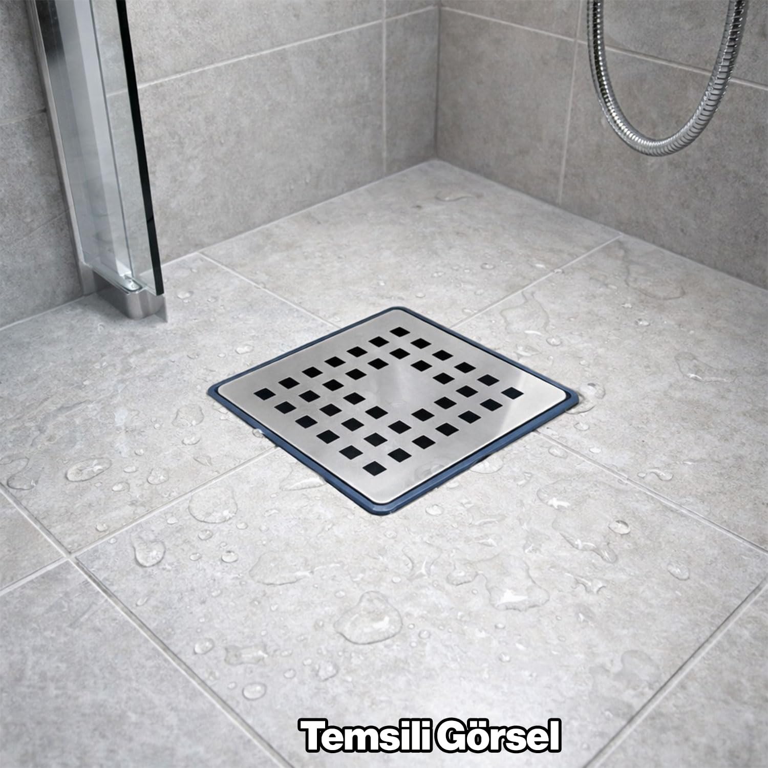 Kare Yer Süzgeci 10x10 Paslanmaz Çelik 45 mm Zemin Süzgeci Banyo Duş Tuvalet Su Tahliye Izgarası