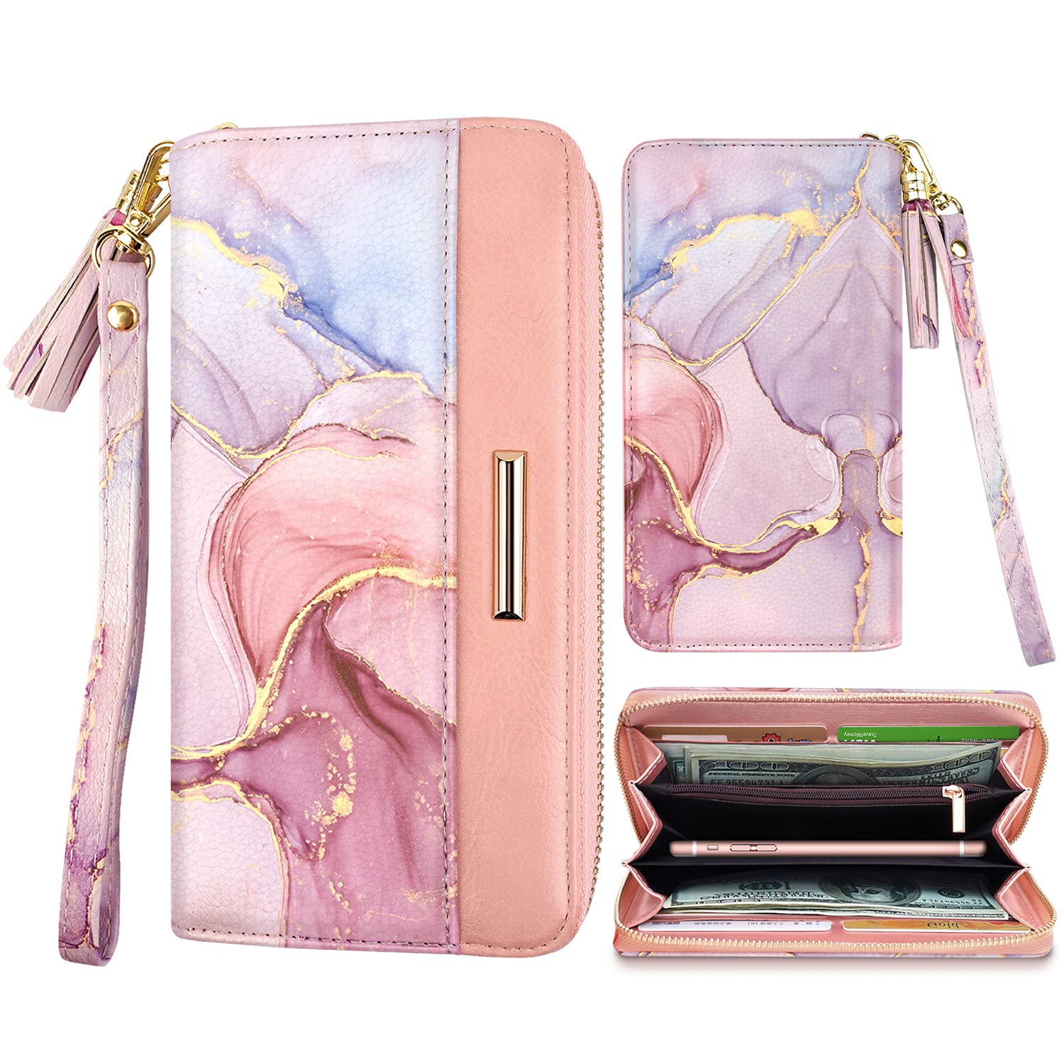 Coco Rossi Wallet for Women RFID Blocking Zipper Around Credit Card Holder