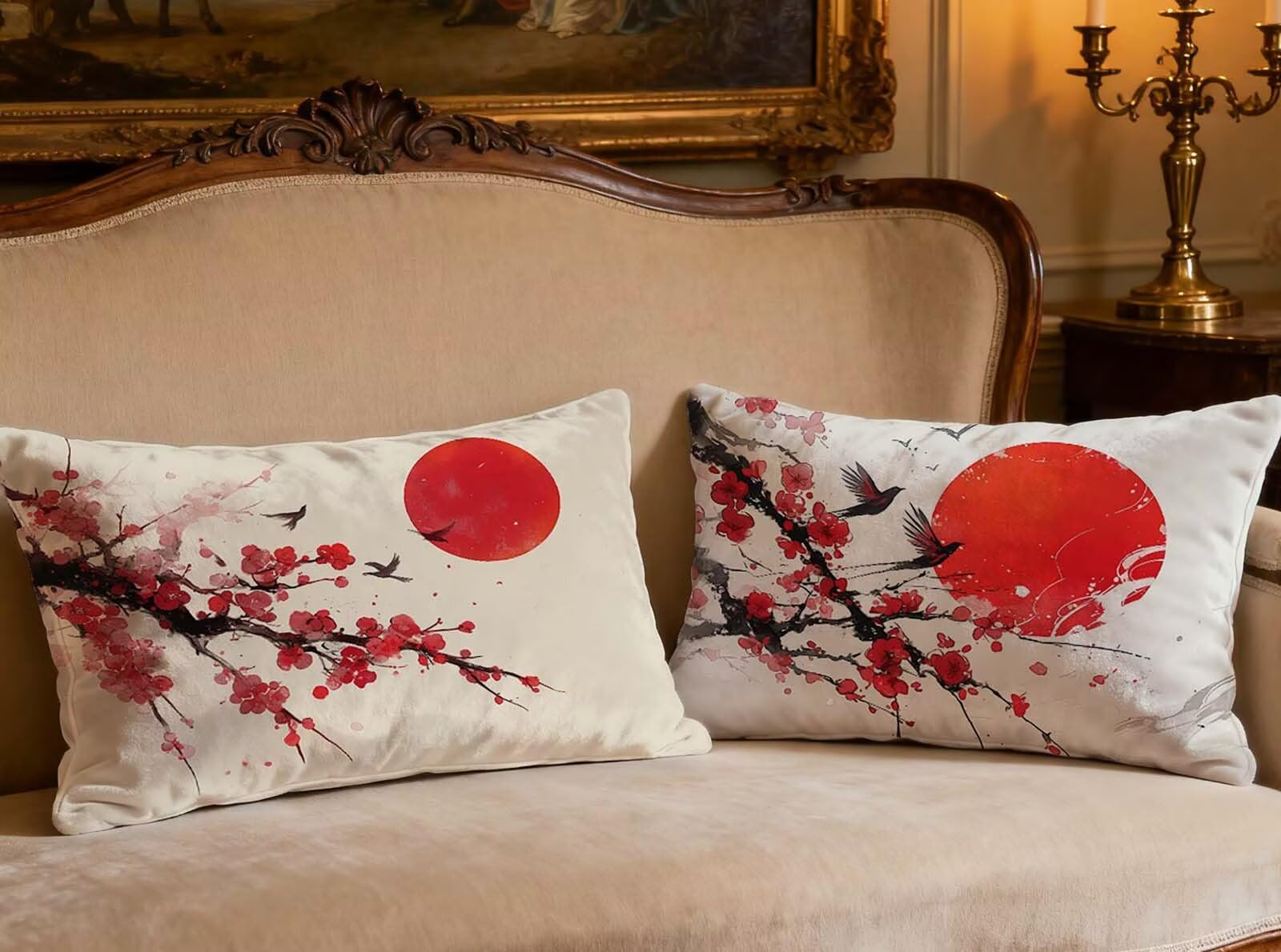 Fundas de cojín de terciopelo 40x60 cm textura suave y estampado de paisaje