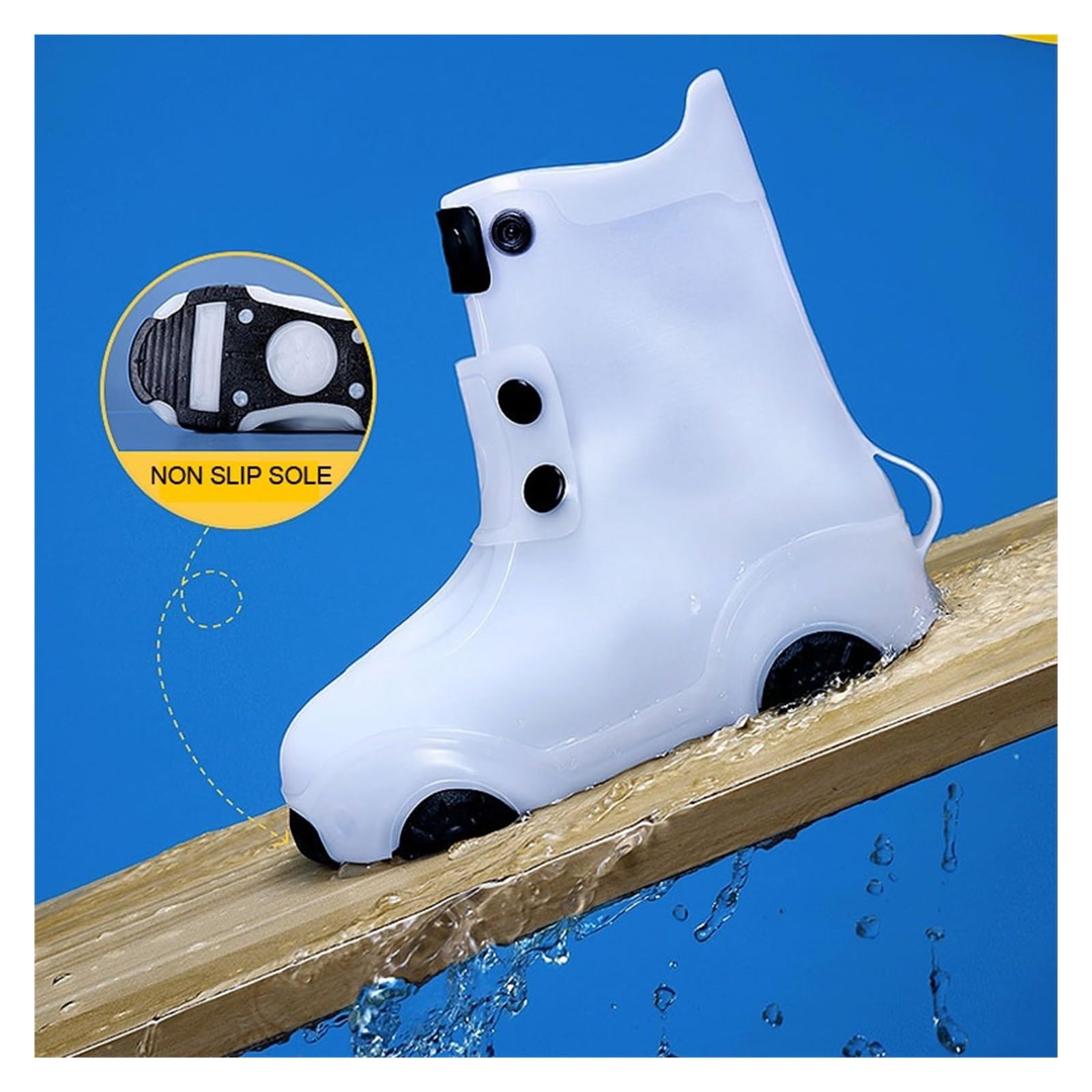 Cubre Zapatos Impermeable Waterproof Covers Silicone Overshoes Boots Protectors Portable Snow Rubber Protects Foot Rain For Boy Girl Calzado Lluvia Antidesliza(White,XL)