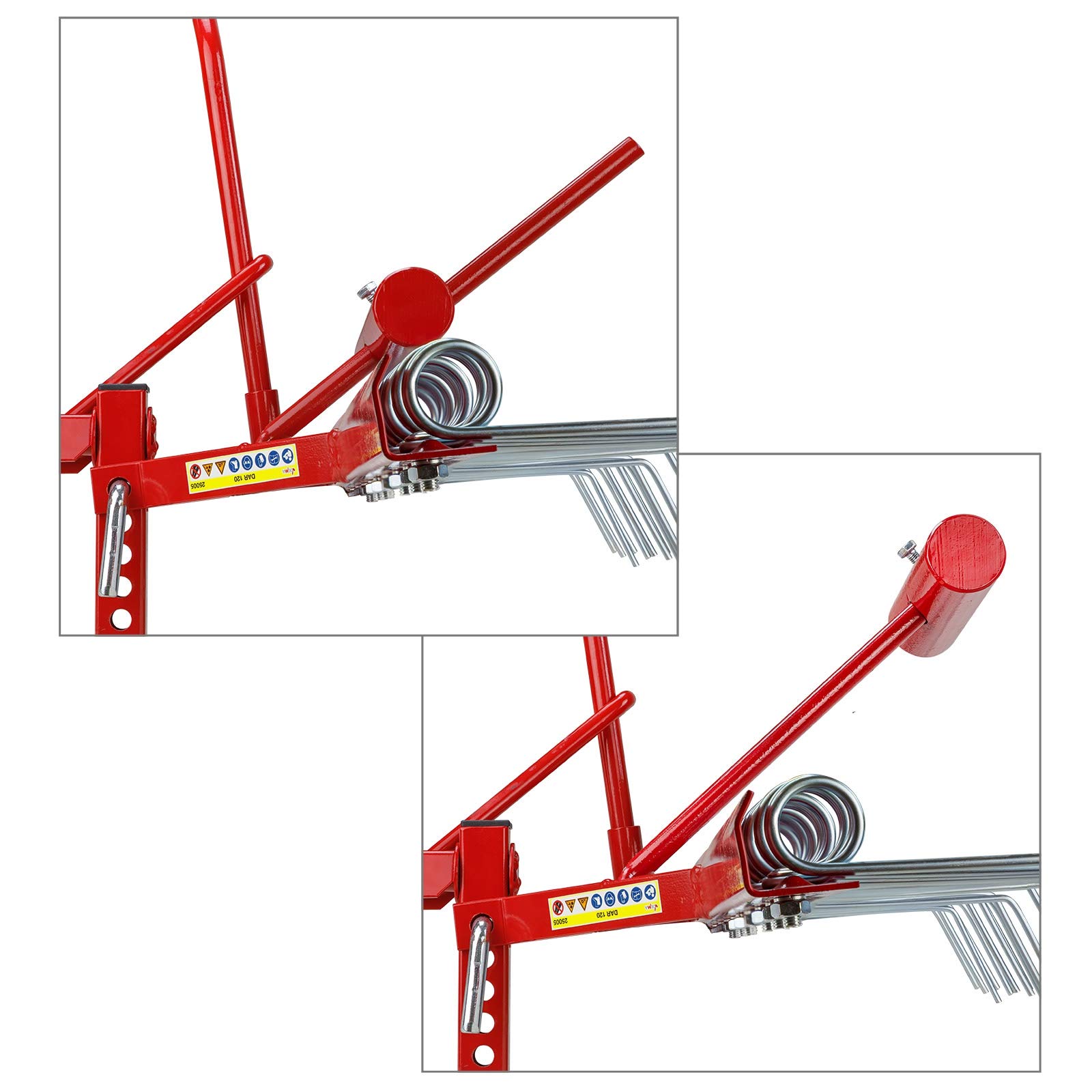 DEMA Rasenstriegel 120 cm Traktor ATV Wiesenegge Vertikutierer Anbau | Rasenlüfter, Wiesenstriegel, Moosentferner, Federzinken, Bodenbelüfter, Grünlandpflege, 6-fach höhenverstellbar