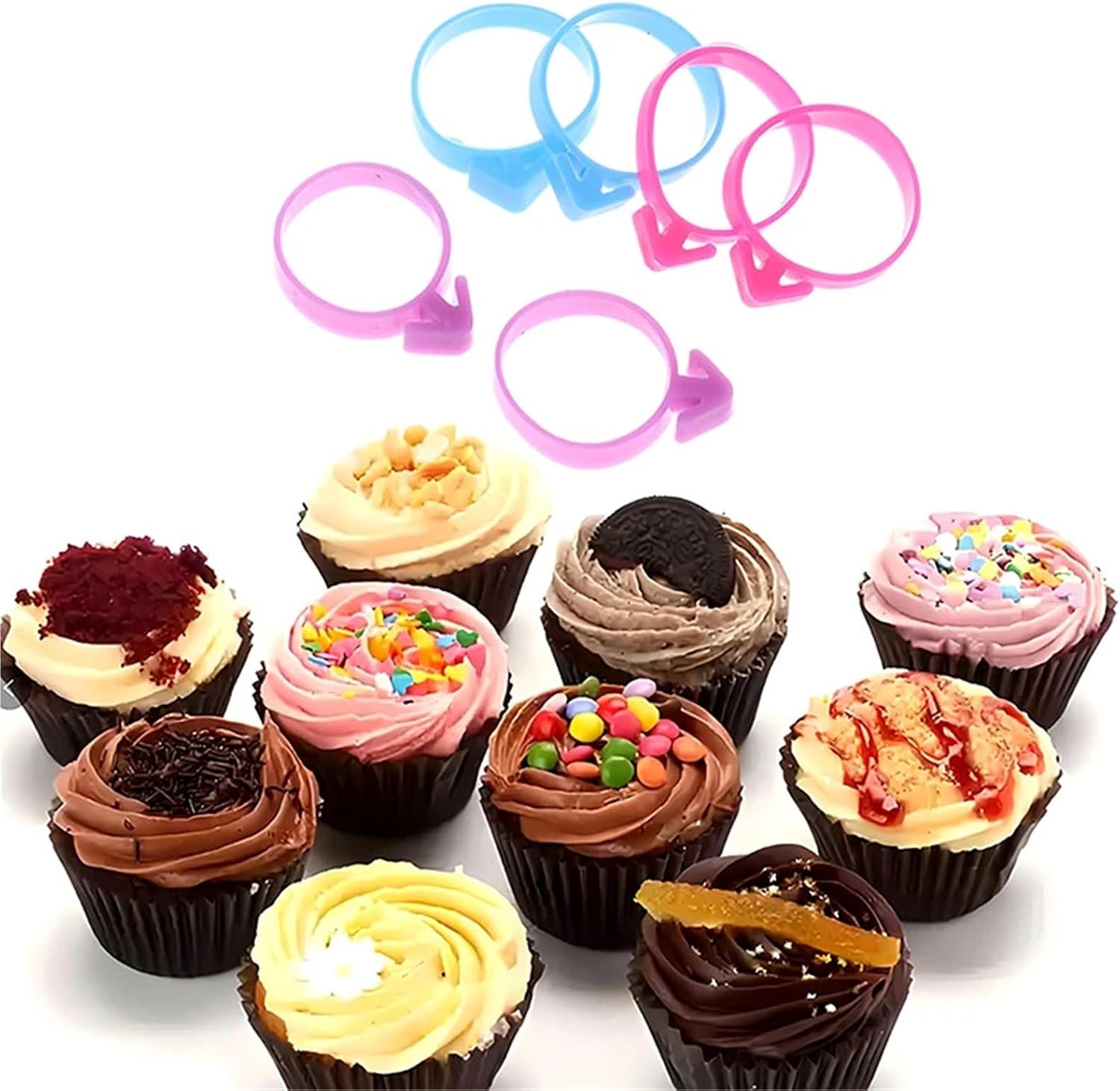 Pastry Bag Ties 100 Pcs Silicone Cake Bag Clips Decorative Fixed Ring Leak-proof Rubber Bands Bundling Pastry Bags Cable Tools(Rose Red)