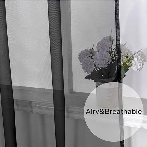 Miniatura 4 de Tony's collection 2 paneles de cortinas traslúcidas blancas de 96 pulgadas de largo, extra largas para sala de estar, cortinas traslúcidas de gasa