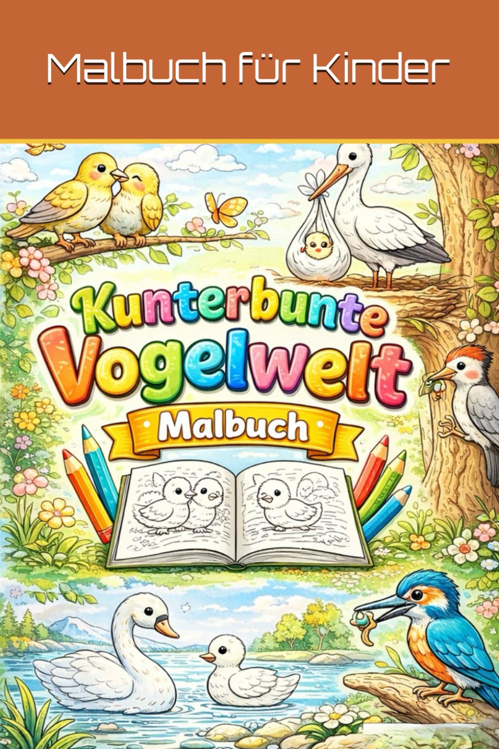 Kunterbunte Vogelwelt Malbuch: Malbuch ab 3 Jahre