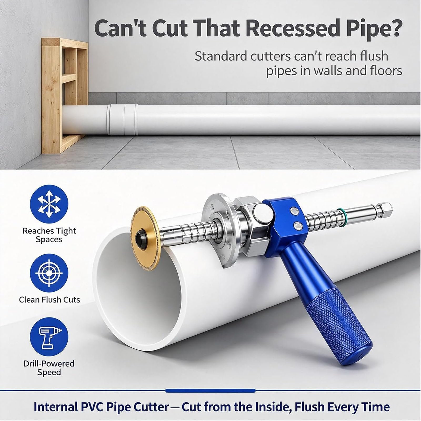 Outil interne de coupe de tuyau PVC de précision